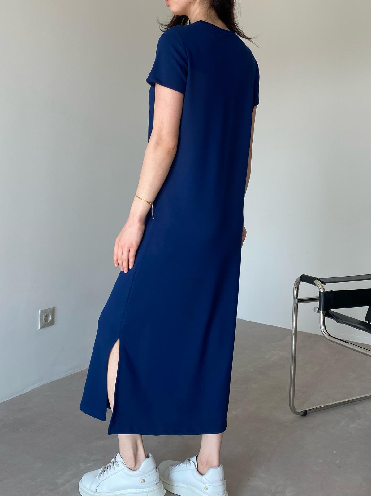 Lacivert Logolu Basic Modal Elbise