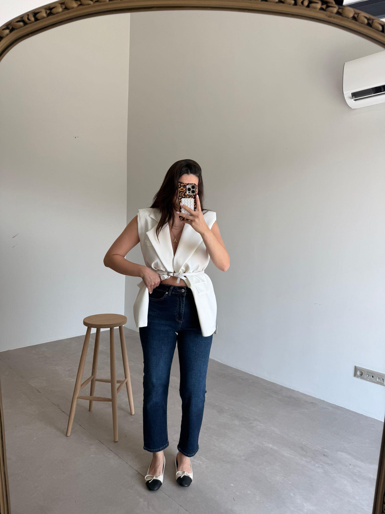 Lacivert Orjinal Marka Mom Fit Jean