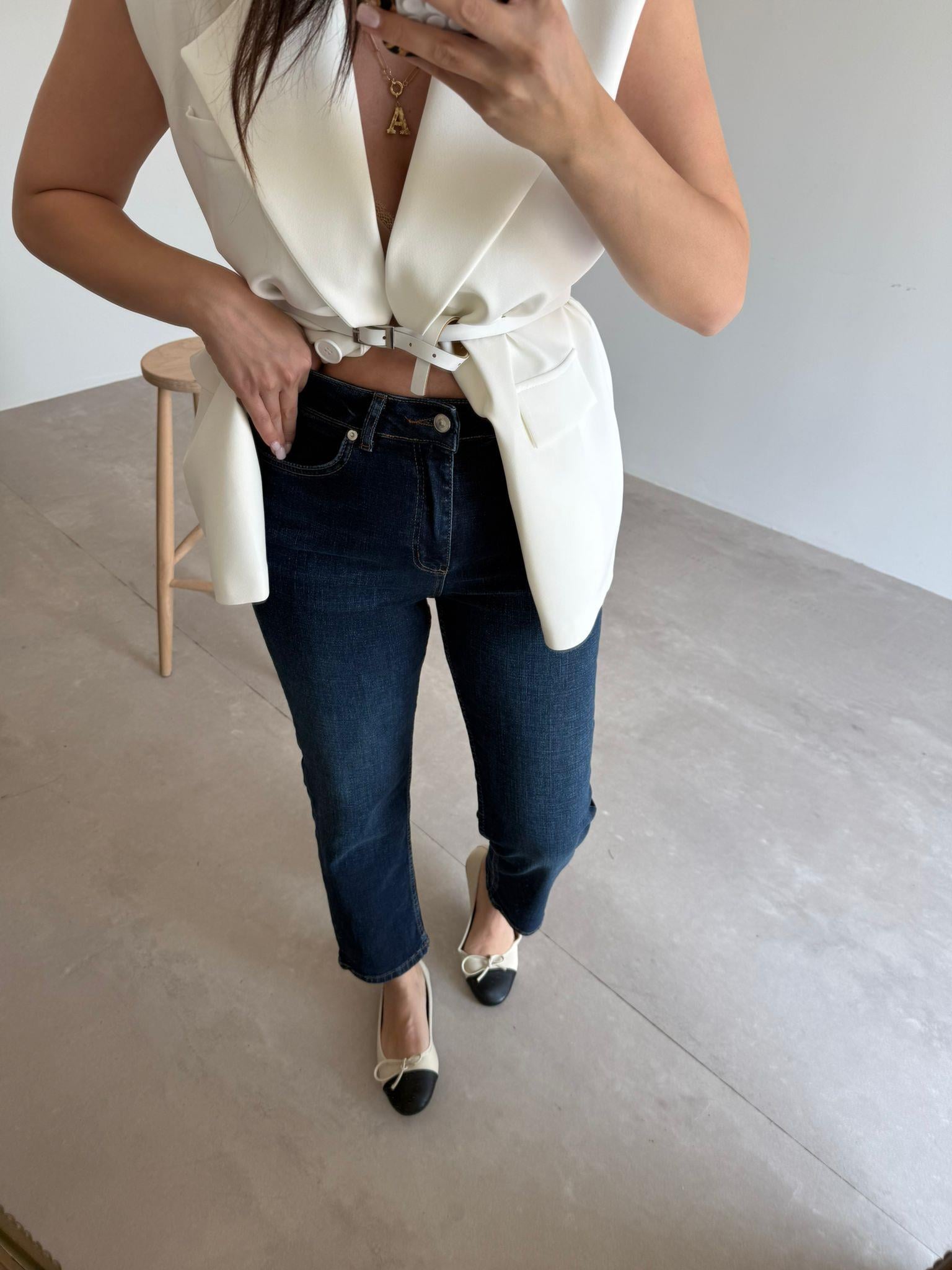 Lacivert Orjinal Marka Mom Fit Jean