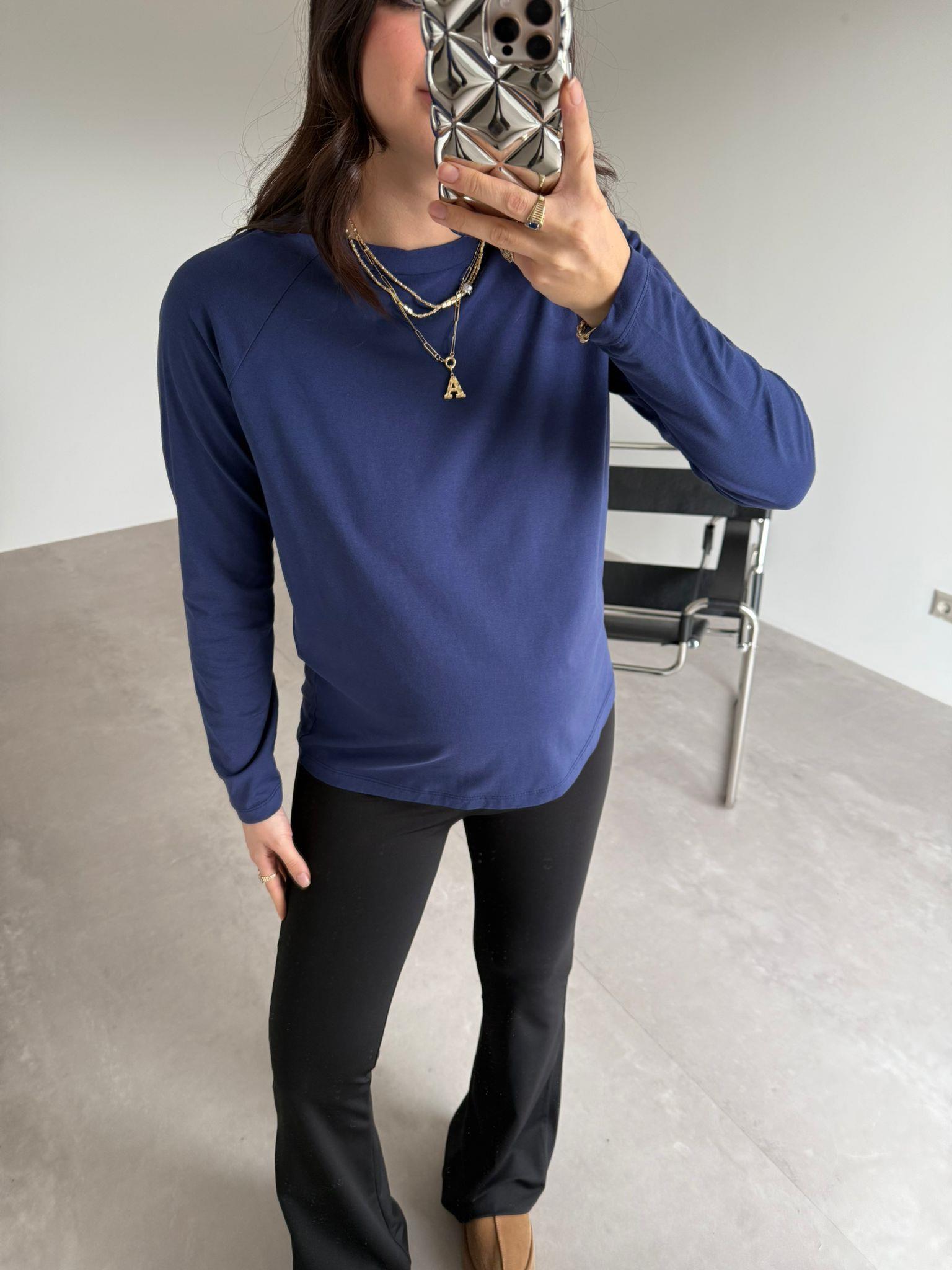 Lacivert Reglan Kol Bluz
