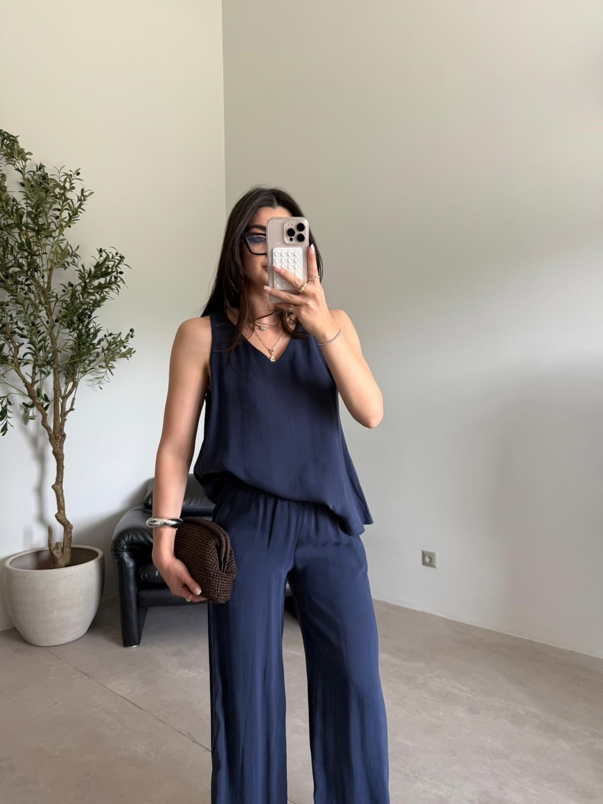 Lacivert Sıfır Kol Elena Takım