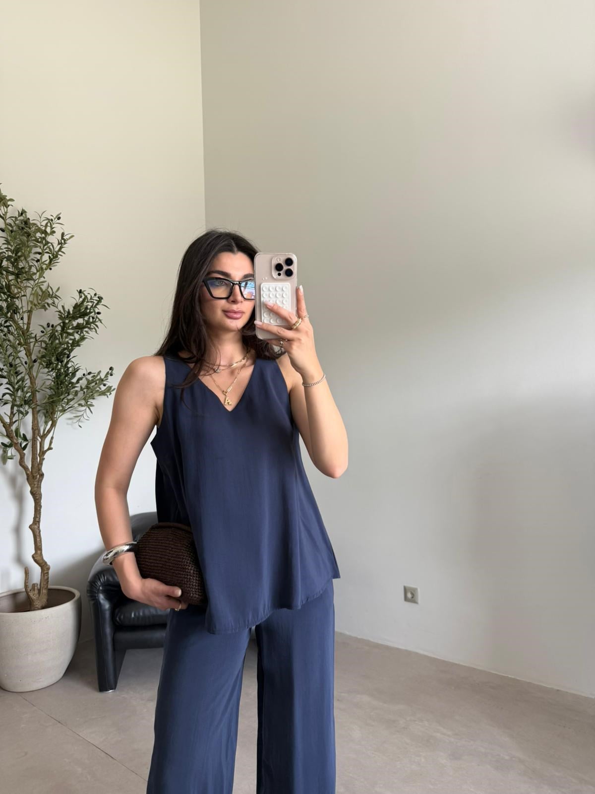 Lacivert Sıfır Kol Elena Takım