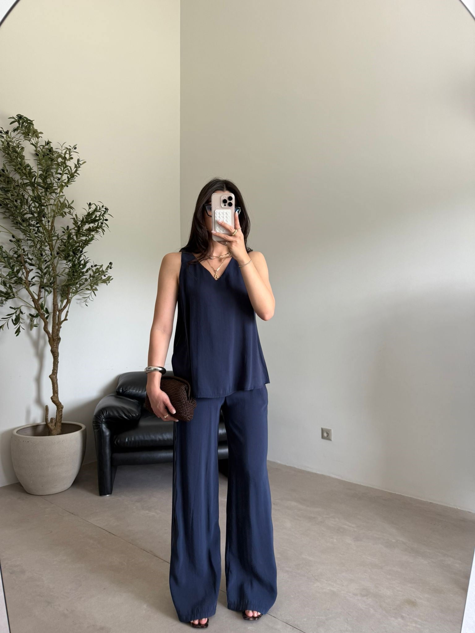 Lacivert Sıfır Kol Elena Takım