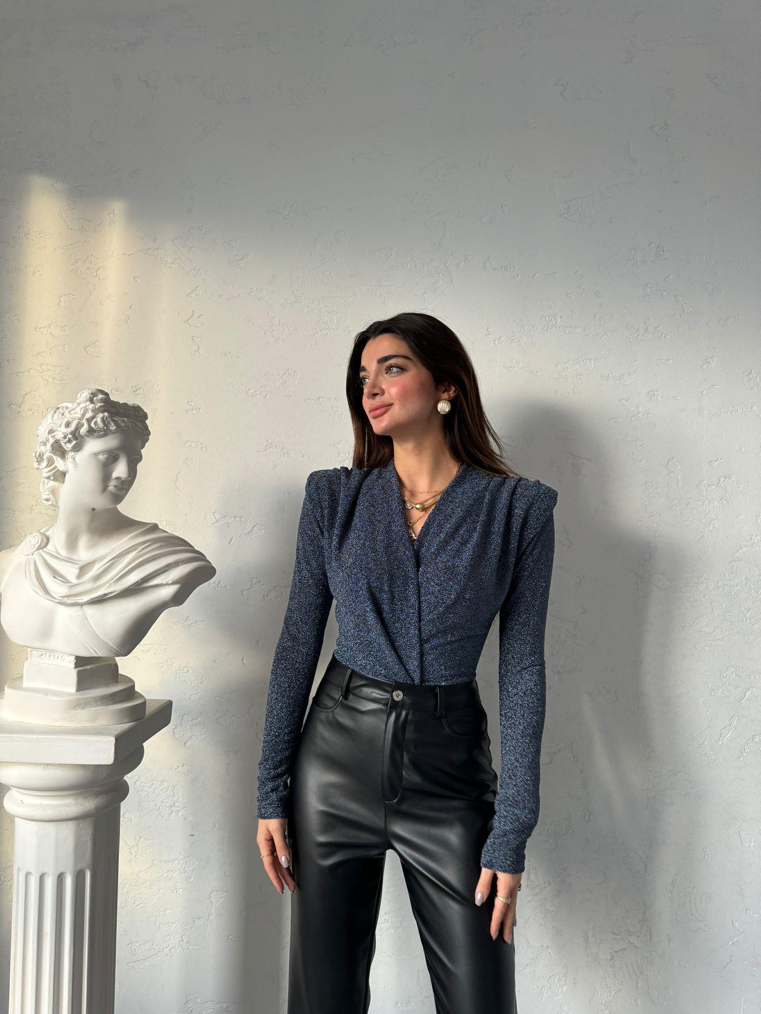 Lacivert Simli Bodysuit