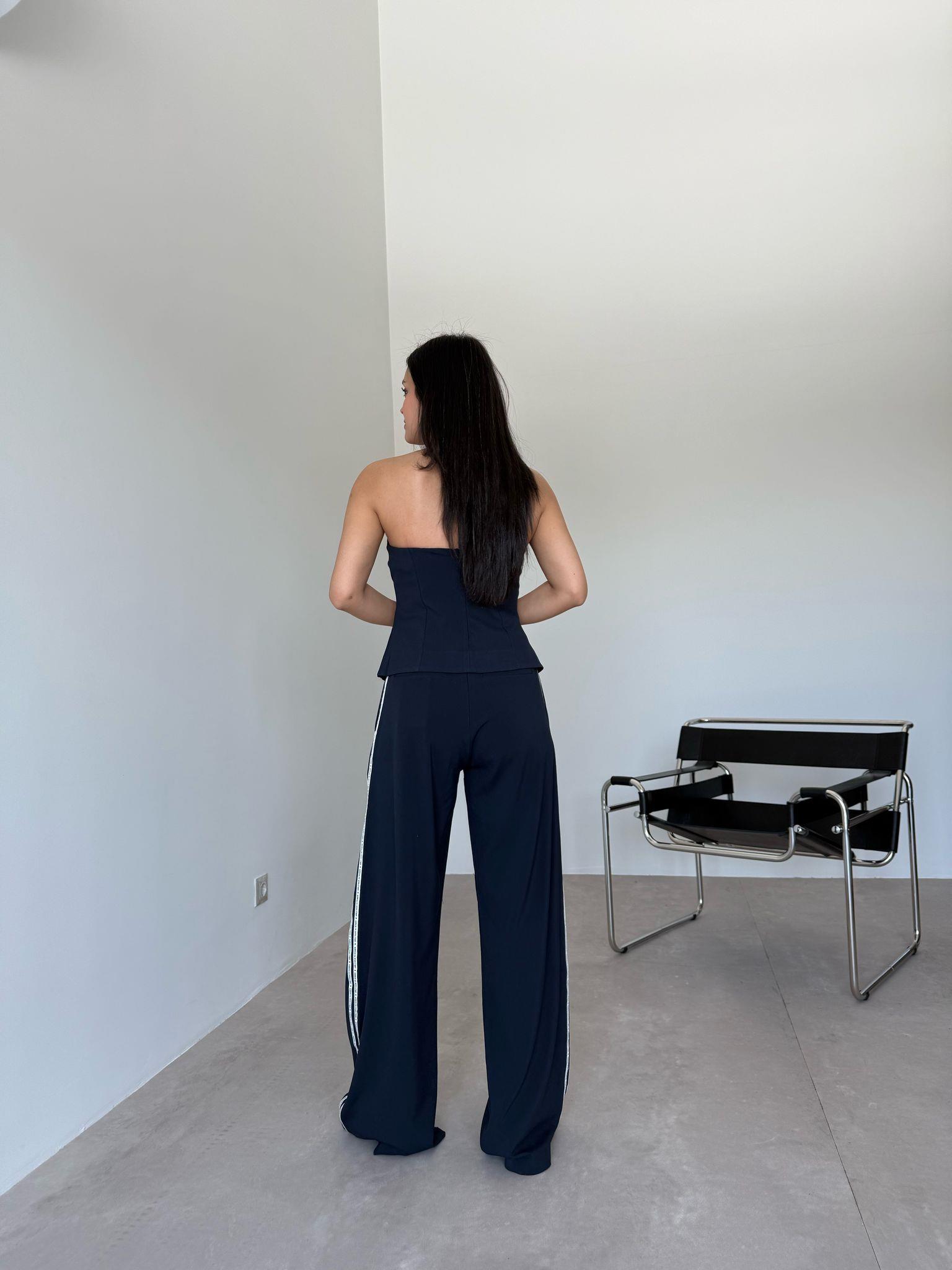 Lacivert Tasarım Straplez Büstiyer 