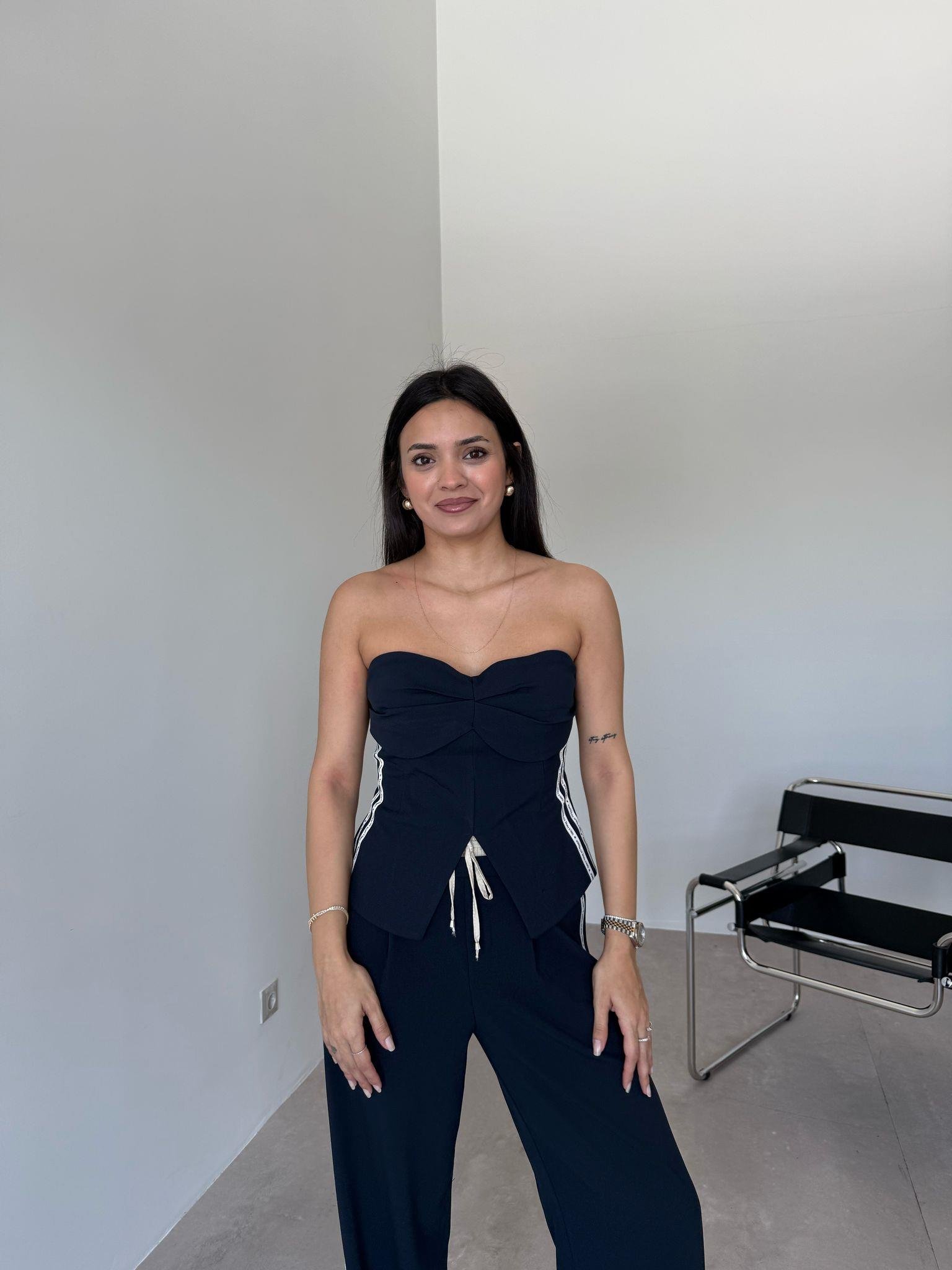 Lacivert Tasarım Straplez Büstiyer 