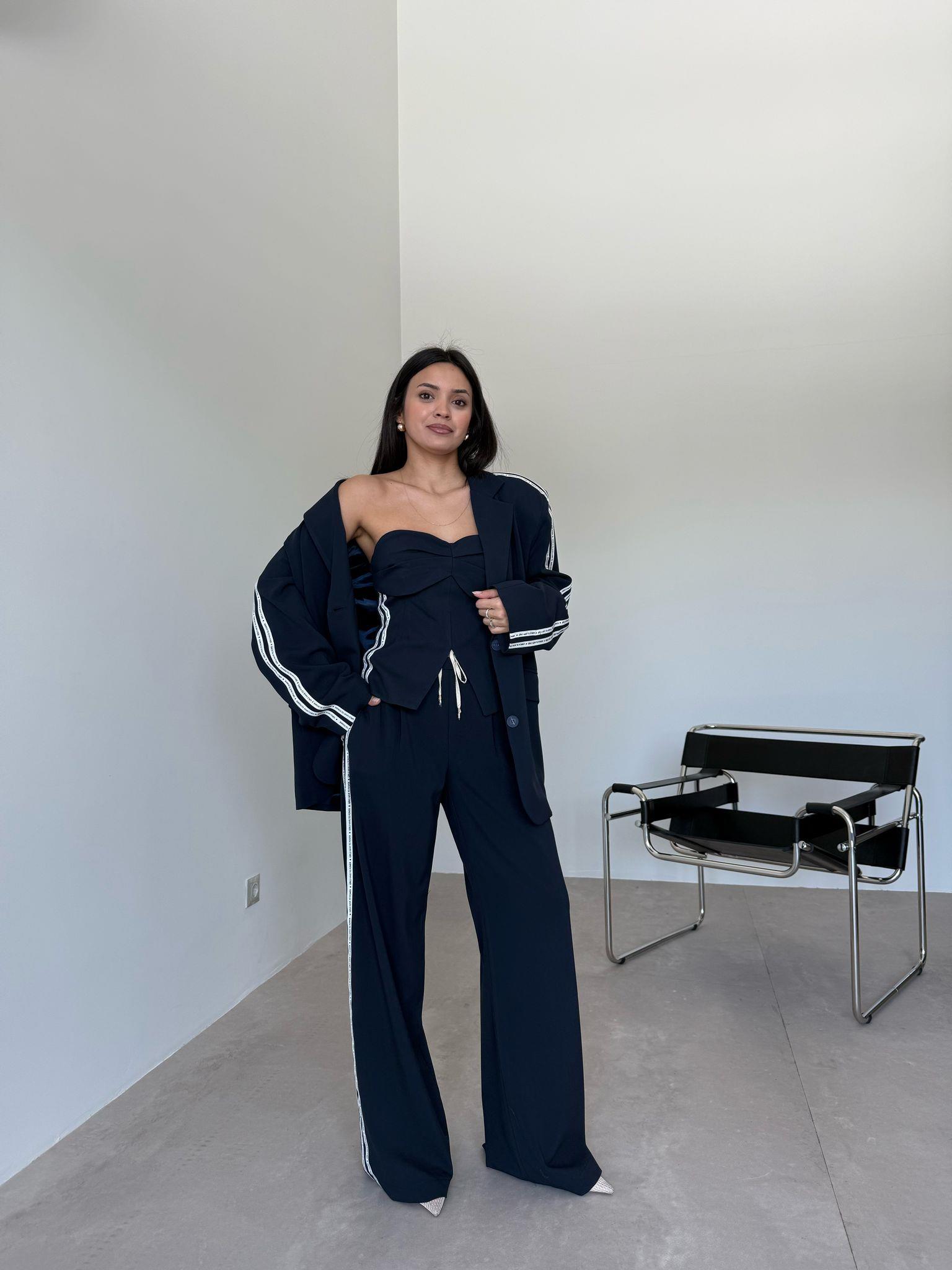 Lacivert Tasarım Straplez Büstiyer 