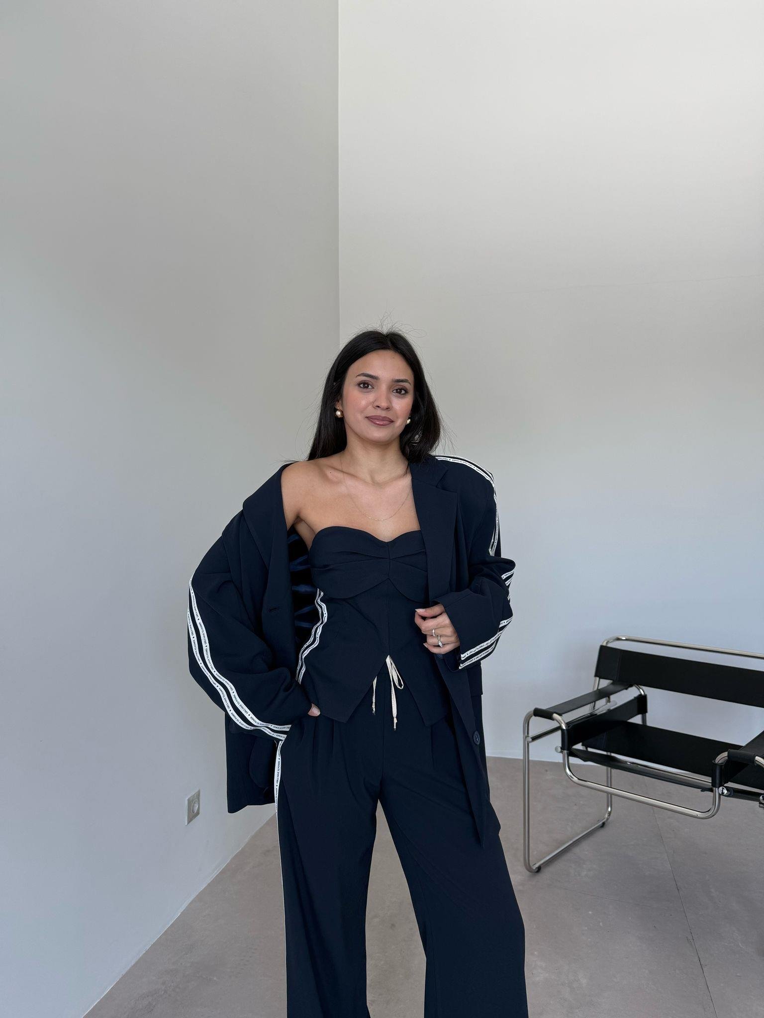 Lacivert Tasarım Straplez Büstiyer 