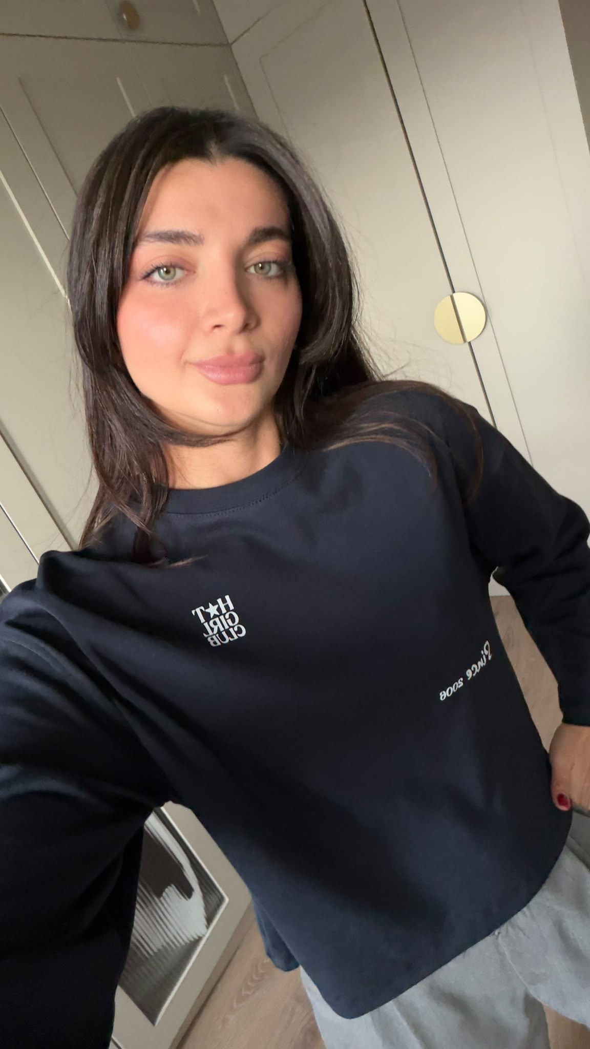 Lacivert Yazı Detaylı Bluz