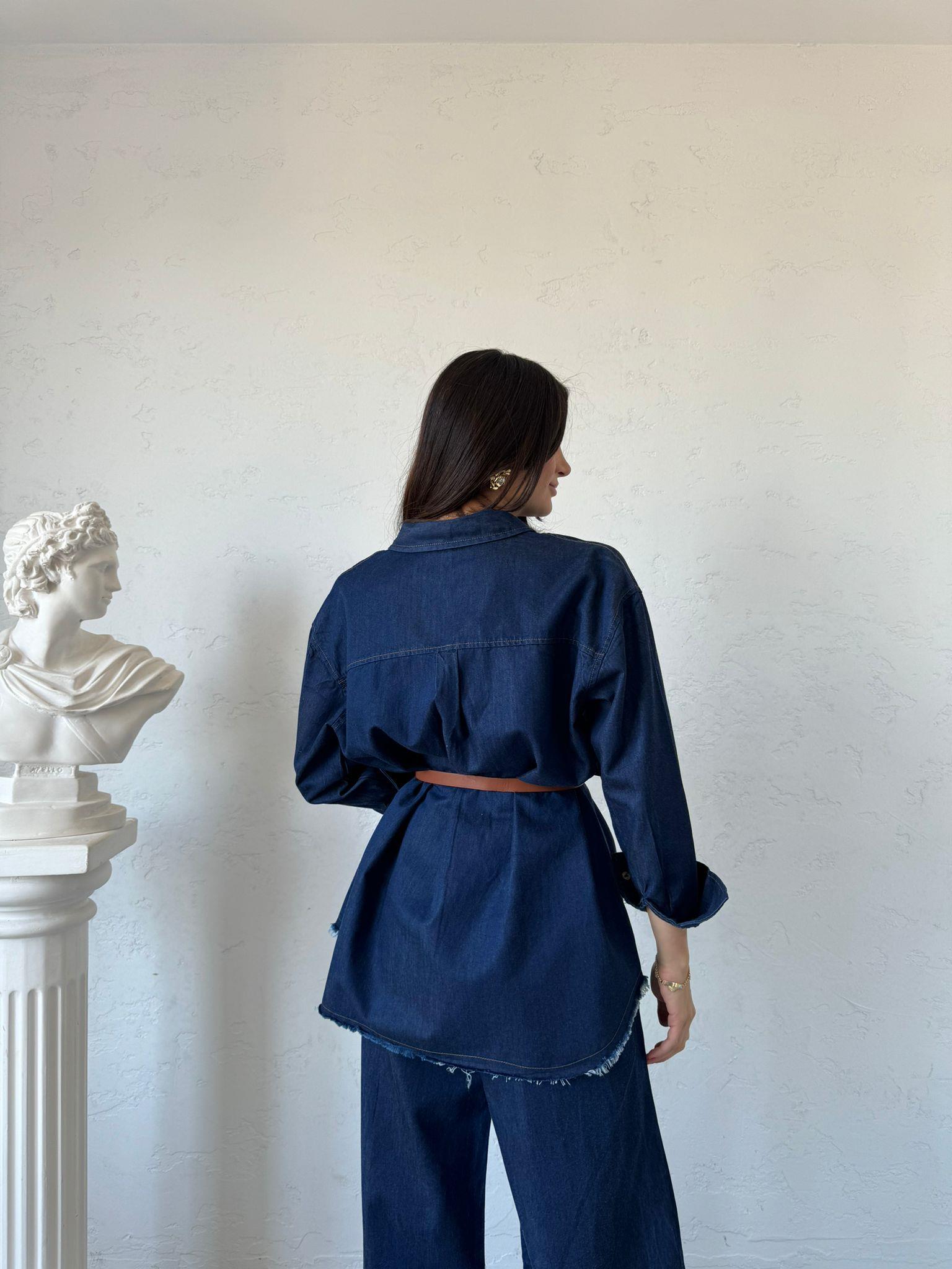 Lacivert Yumuşak Dokulu Denim Takım
