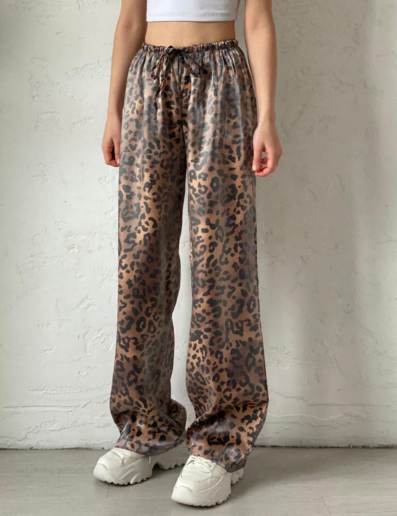 Leopar Parlak Pantolon
