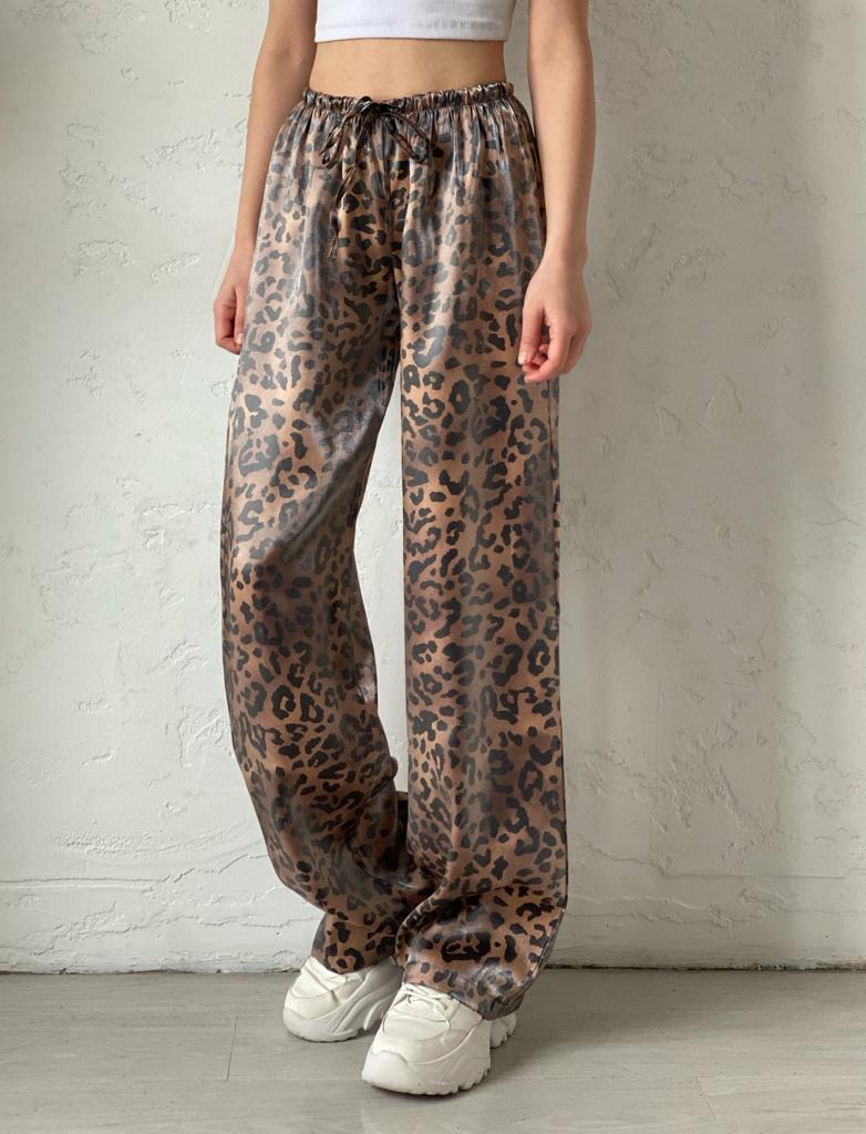 Leopar Parlak Pantolon