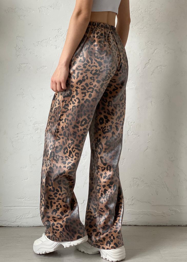 Leopar Parlak Pantolon