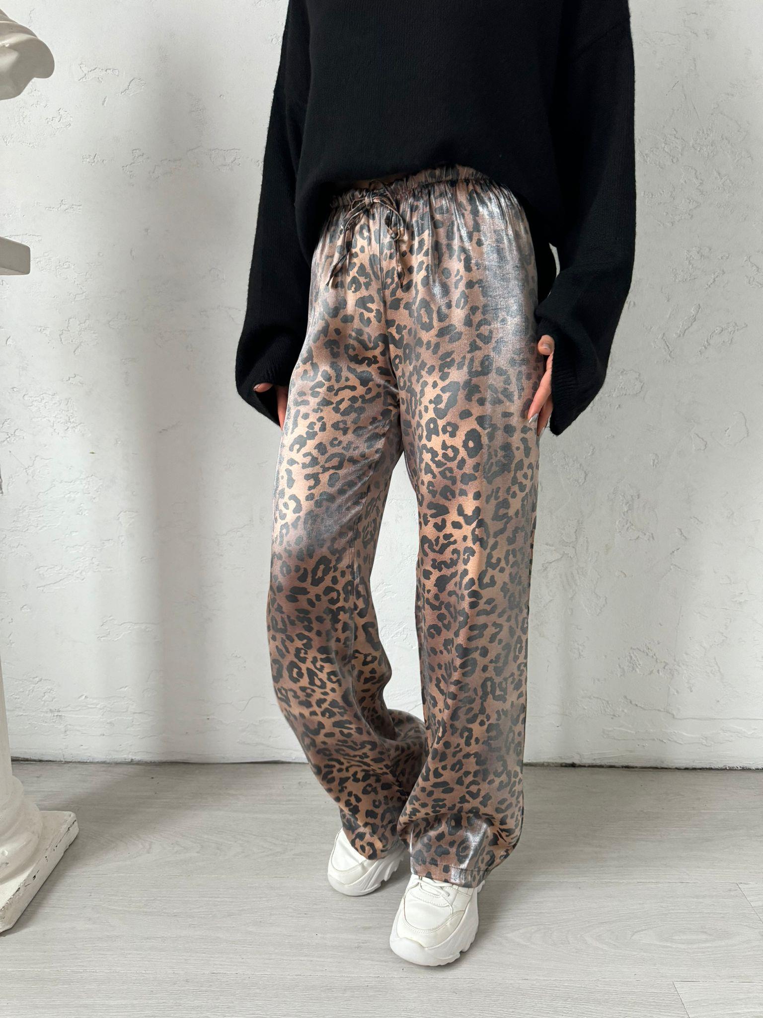 Leopar Parlak Pantolon