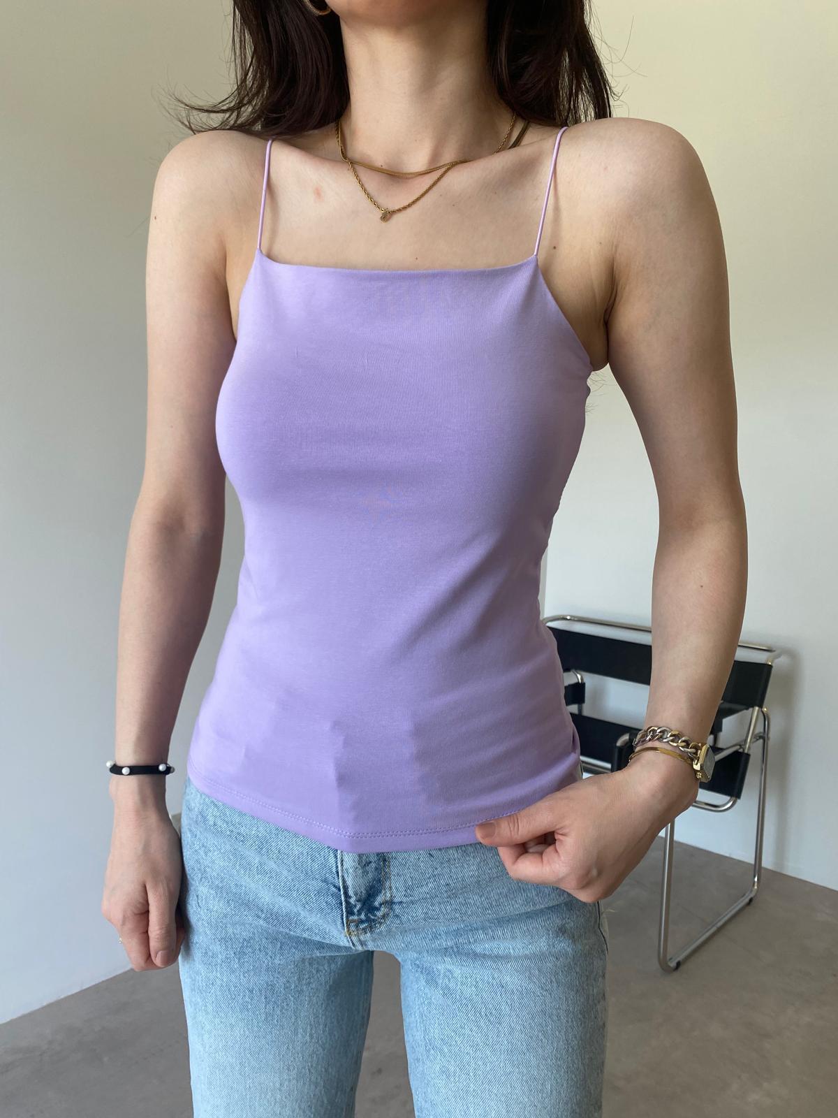 Lila İp Askılı Uzun Tina Crop (51 Cm)