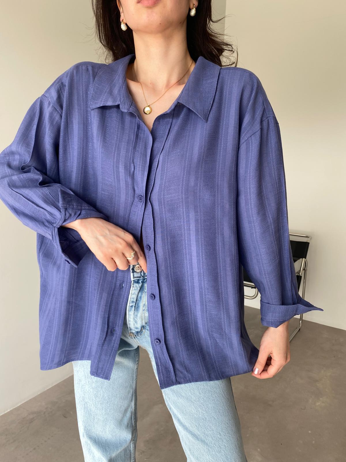 Lila Oversize Transparan Gömlek