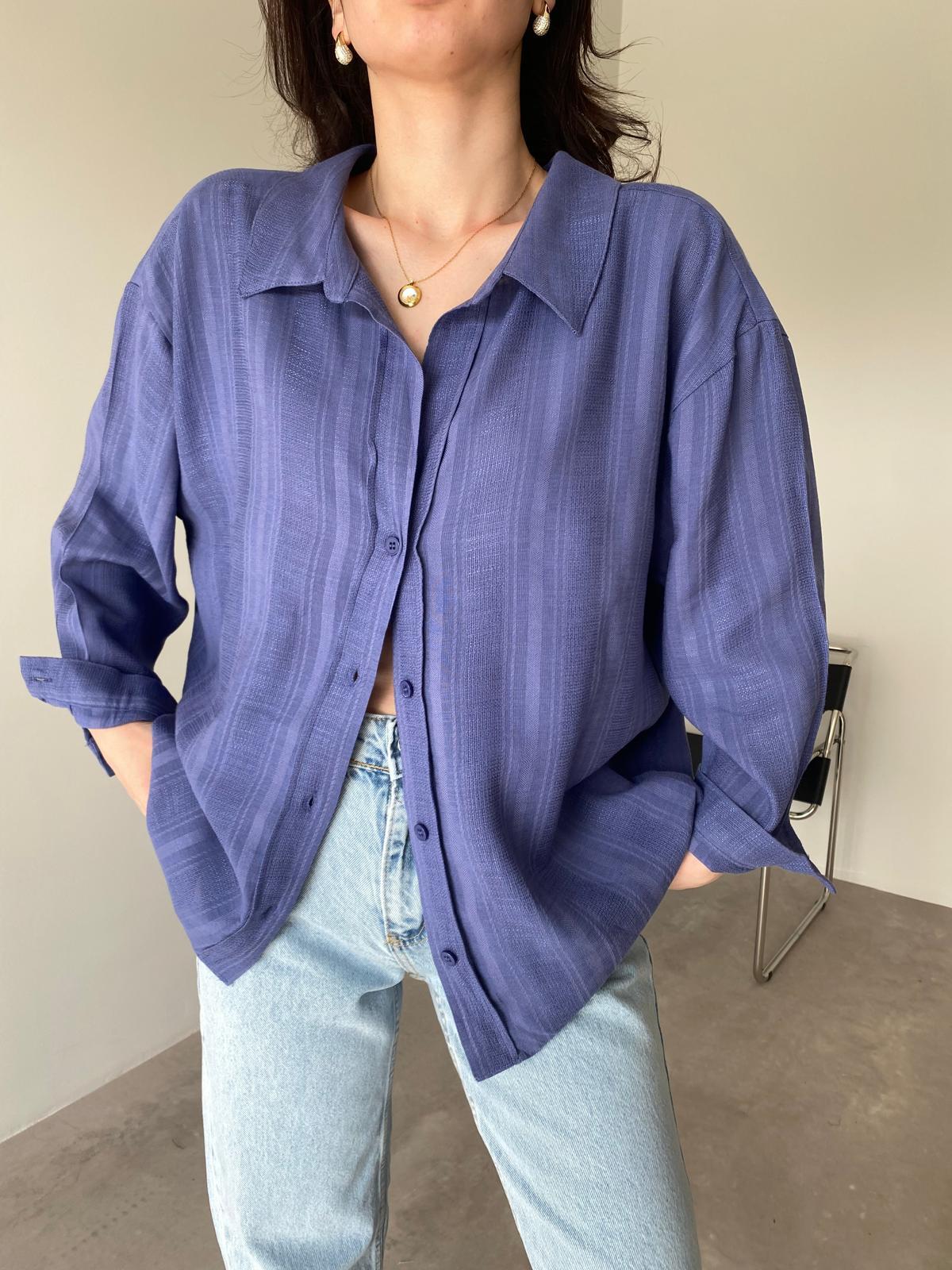 Lila Oversize Transparan Gömlek