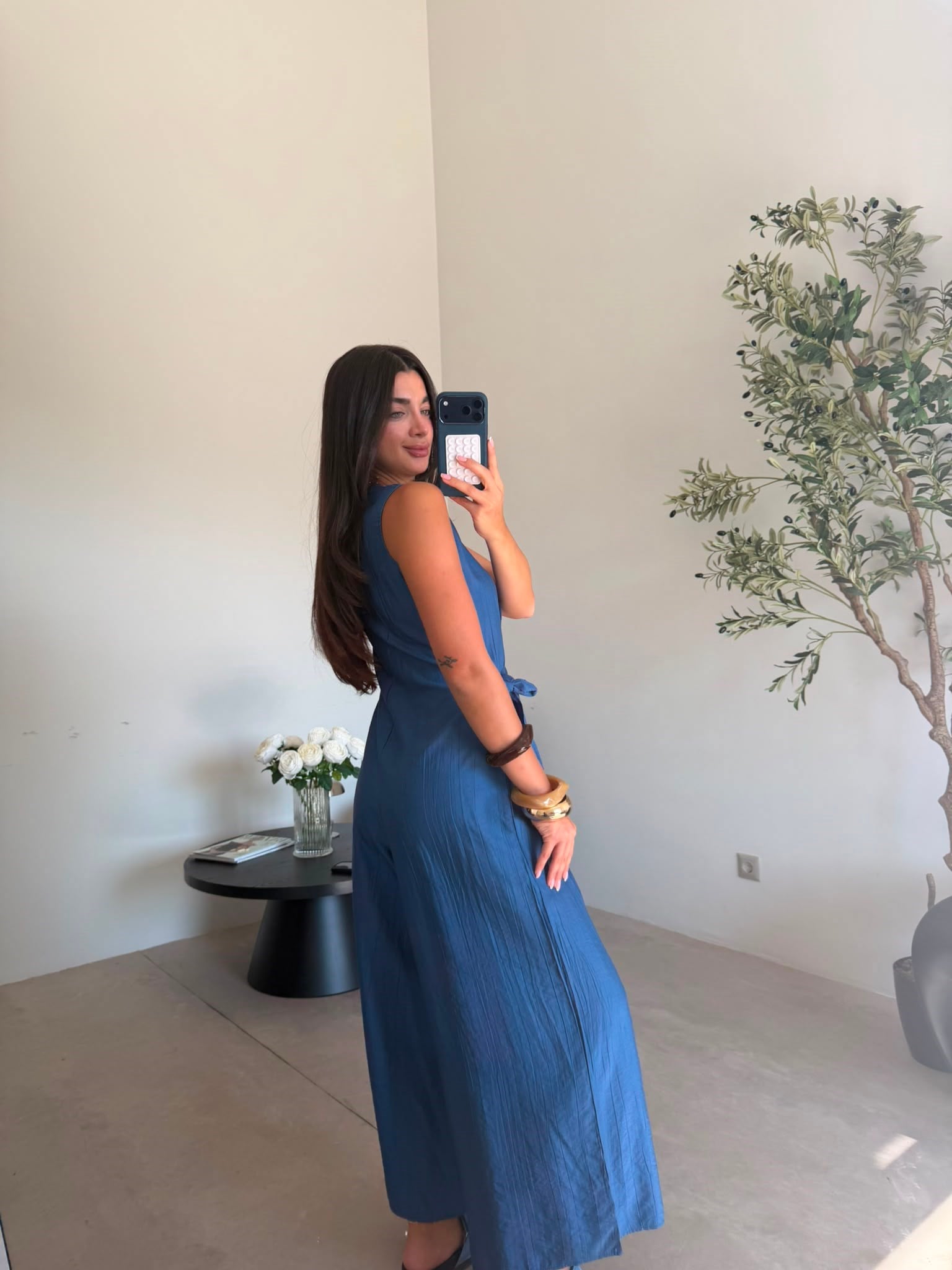 Mavi Bağlamalı Tensel Tulum