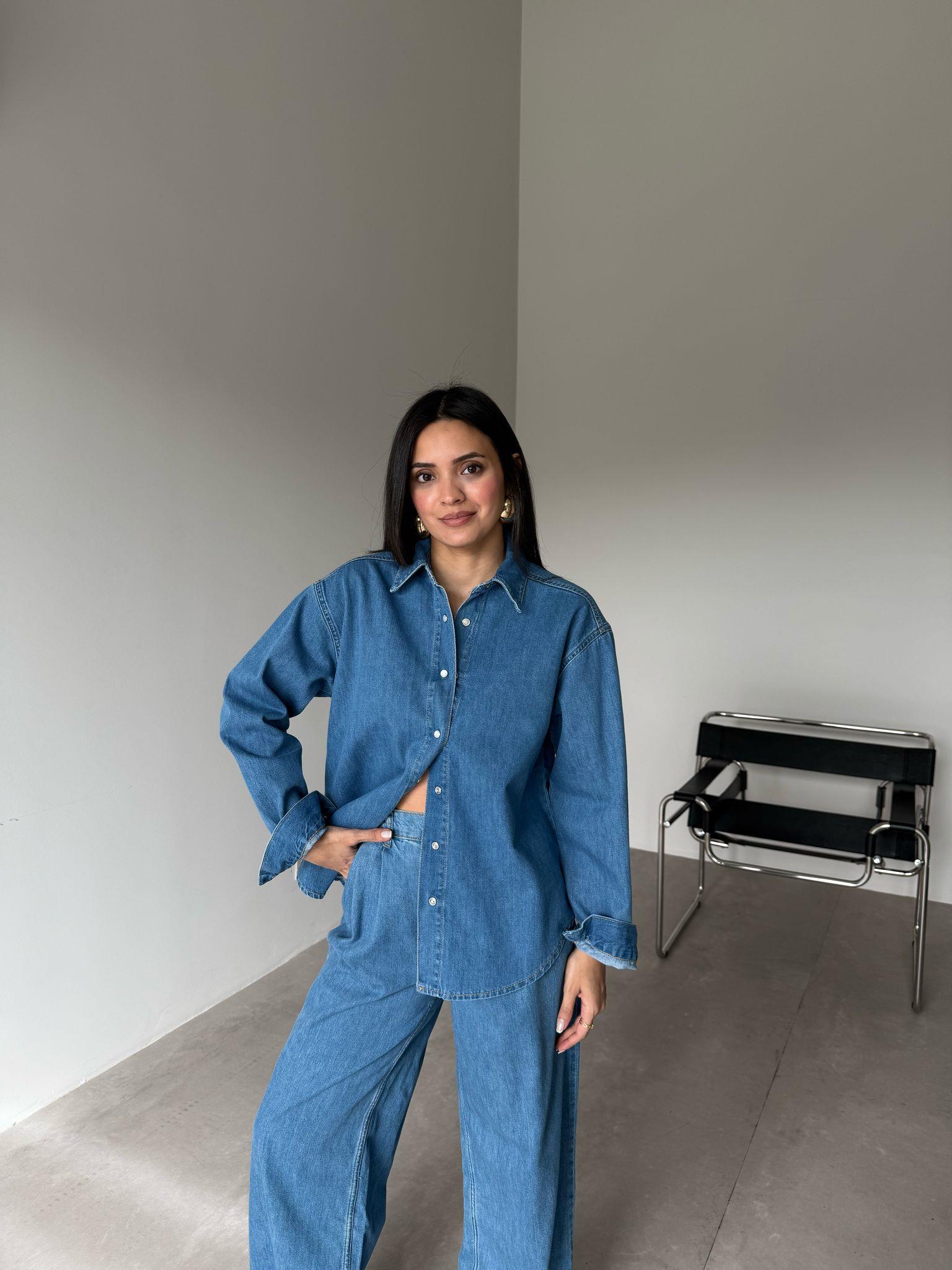 Mavi Gömlekli Denim Takım