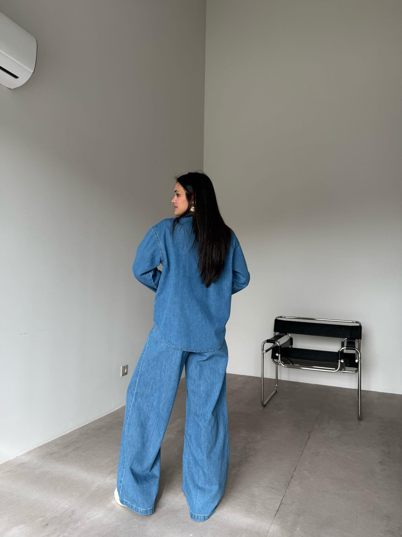 Mavi Gömlekli Denim Takım