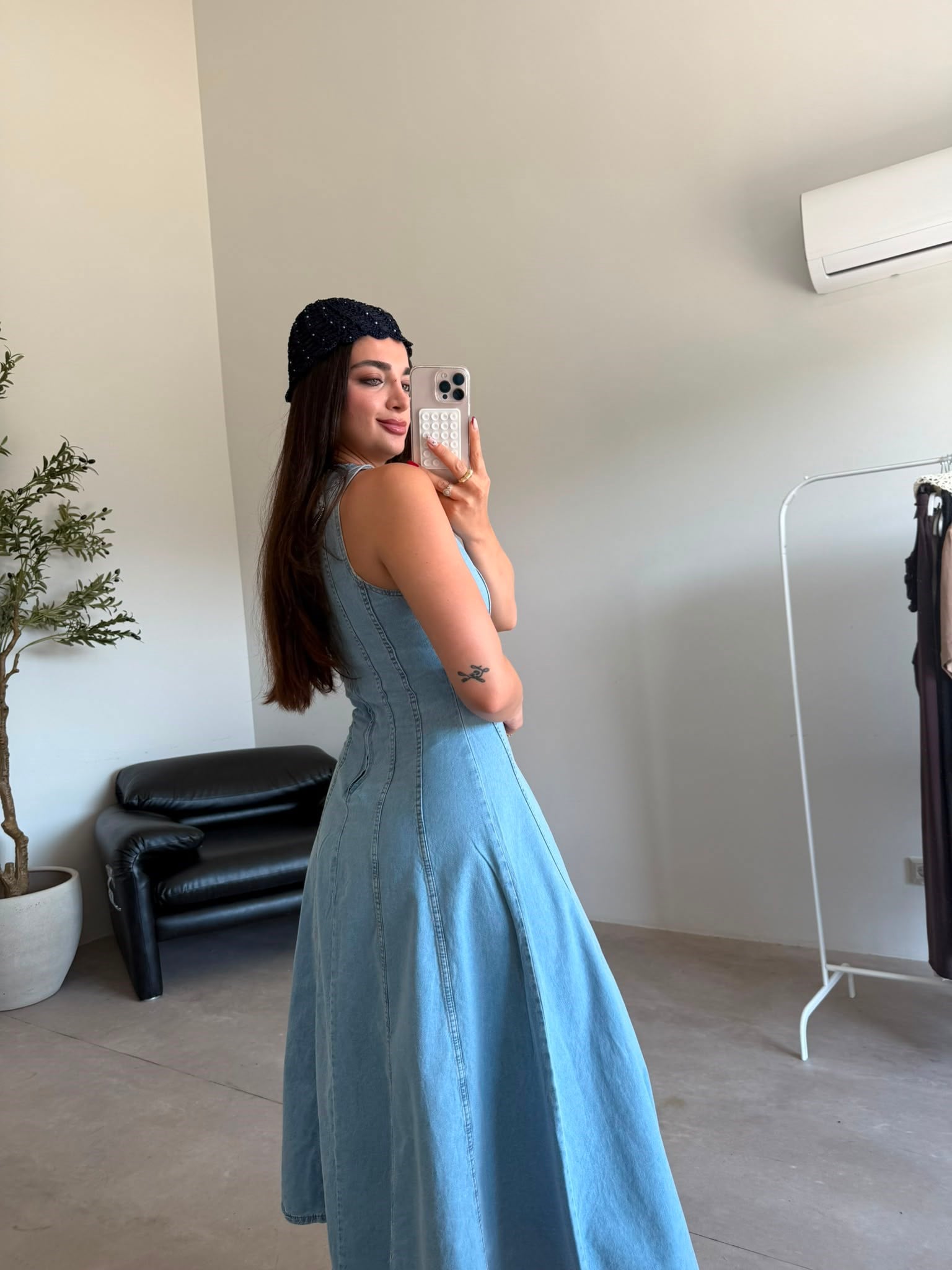 Mavi Kloş Denim Elbise