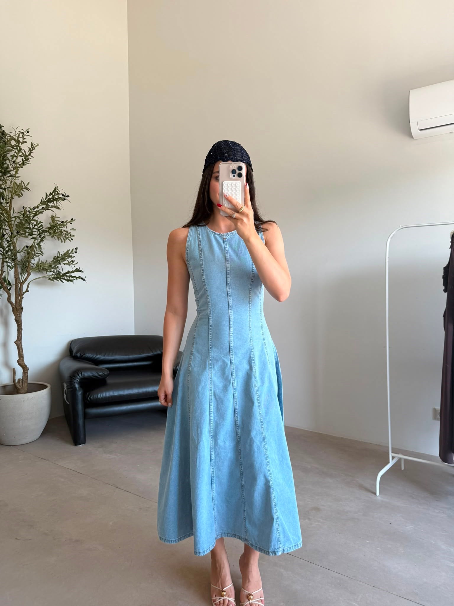 Mavi Kloş Denim Elbise