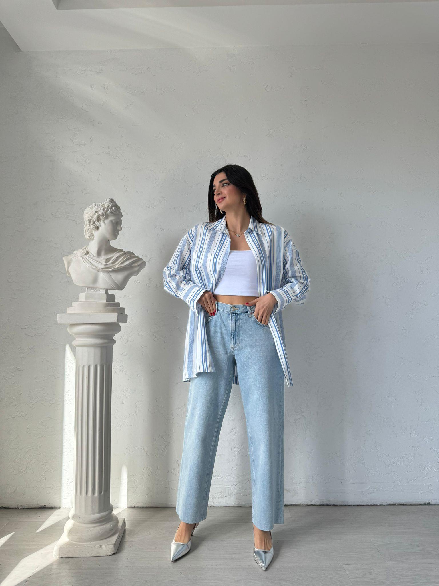 Mavi Taşlanmış Davin Straight Jean