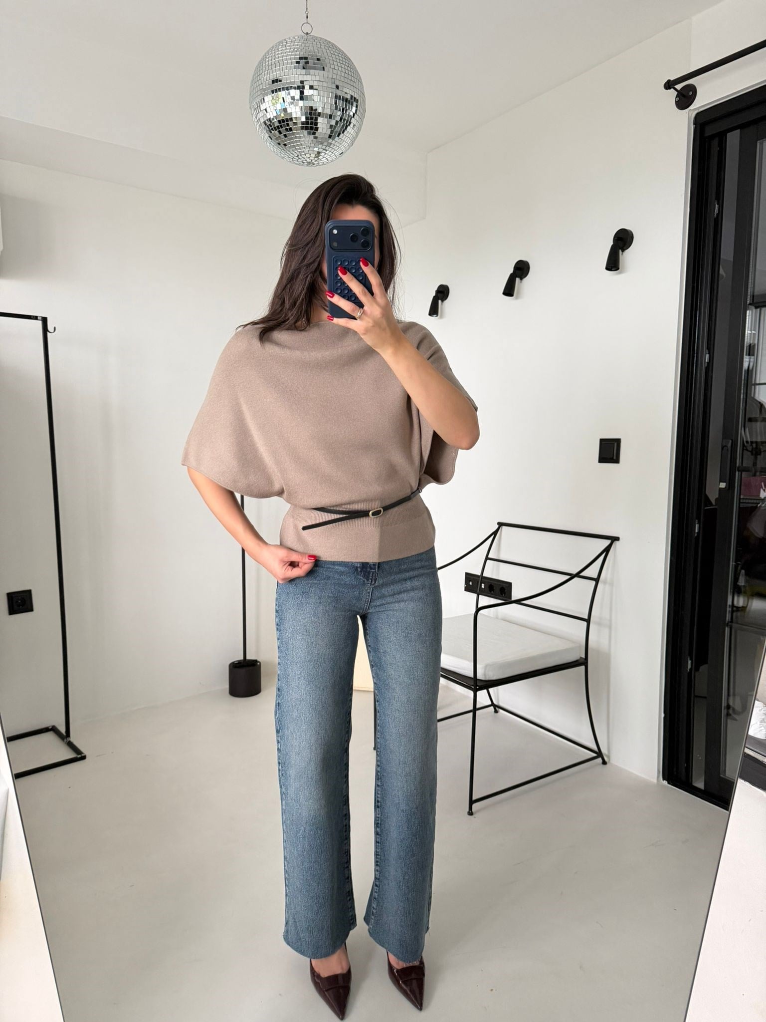 Mavi Ultra Yüksek Bel Pensli Kemerli Jean