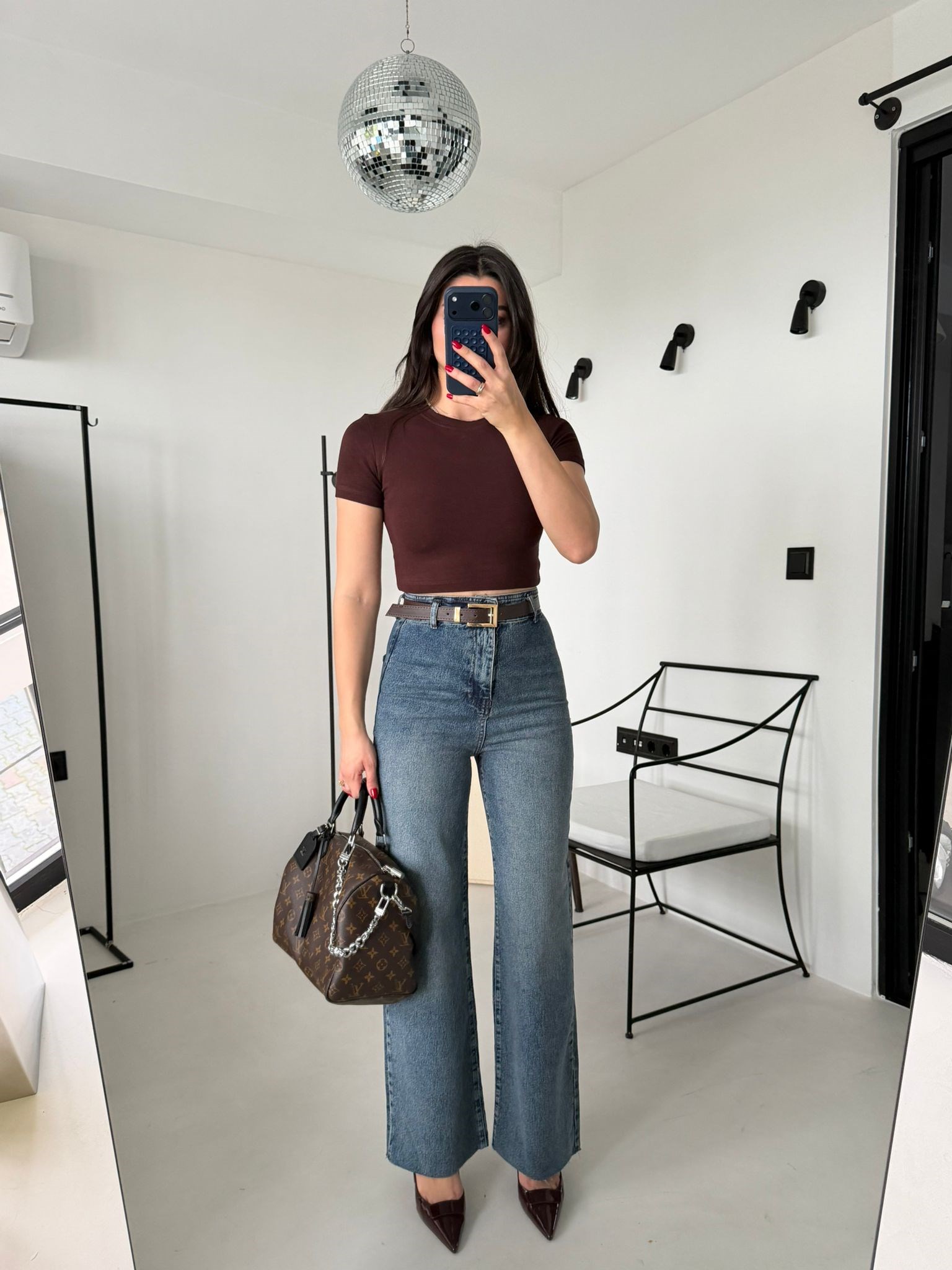 Mavi Ultra Yüksek Bel Pensli Kemerli Jean