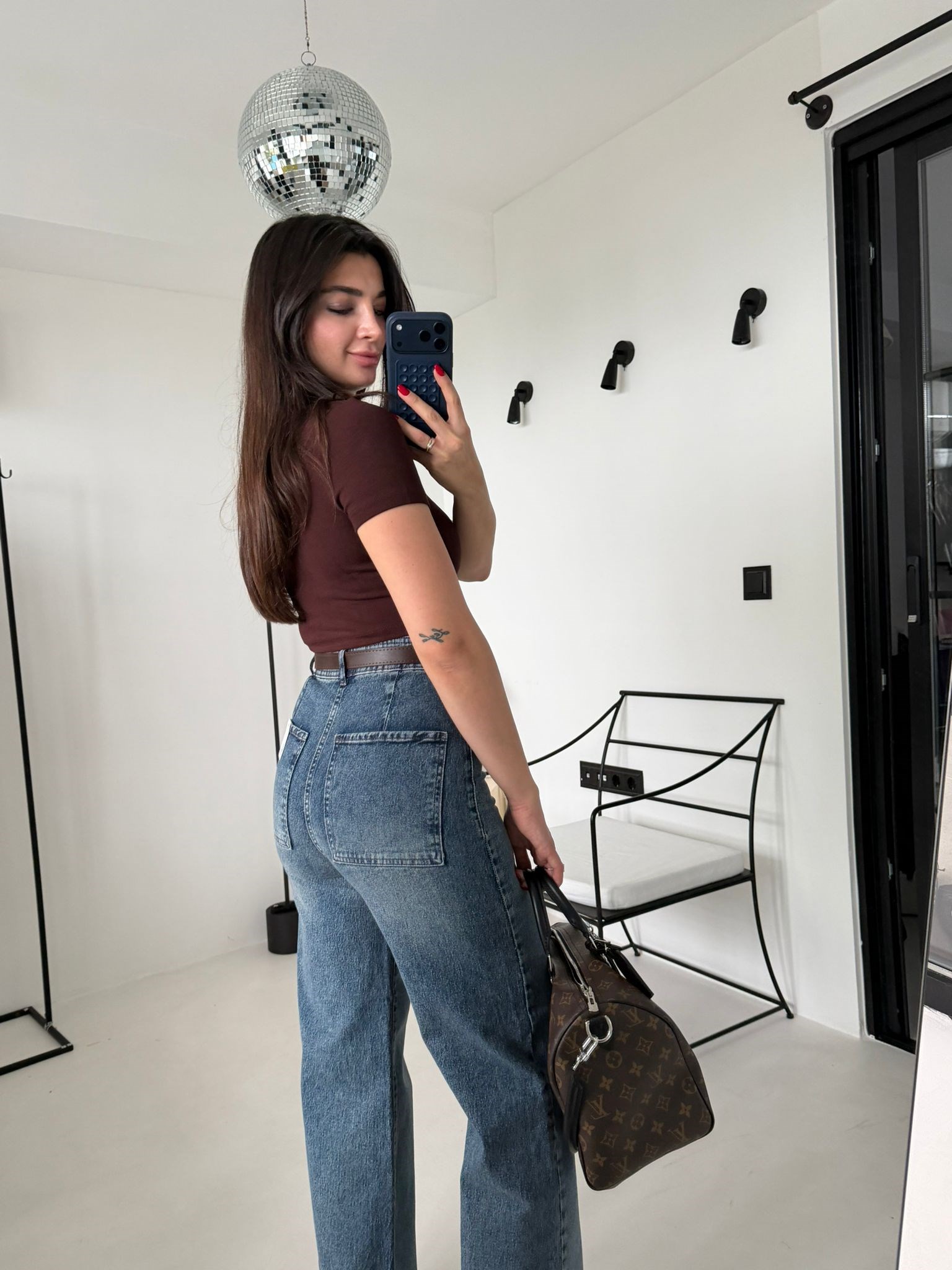 Mavi Ultra Yüksek Bel Pensli Kemerli Jean