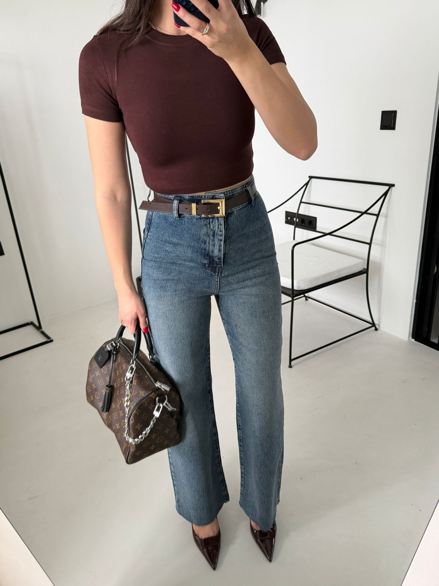 Mavi Ultra Yüksek Bel Pensli Kemerli Jean