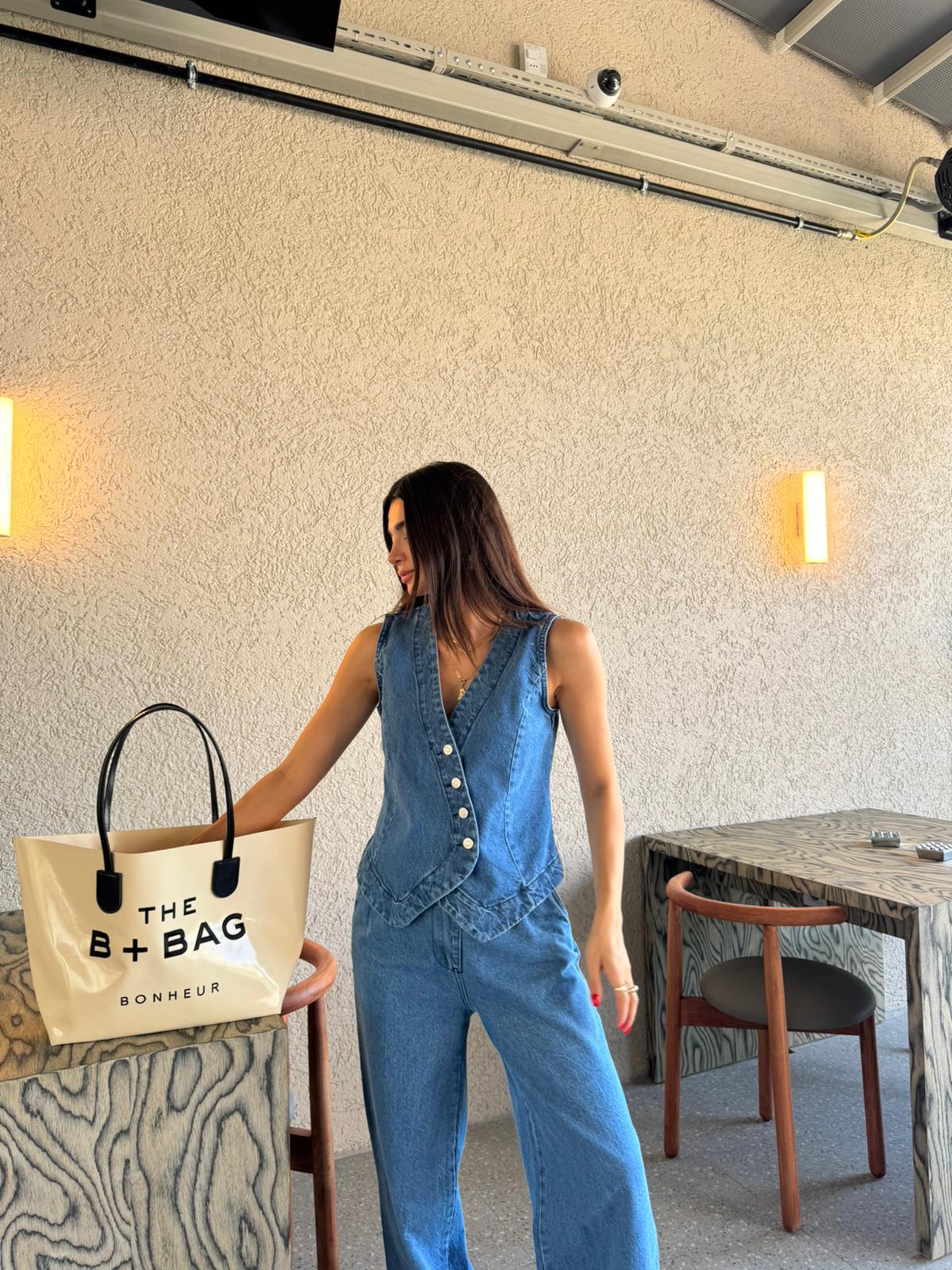 Mavi Yelekli Denim Takım