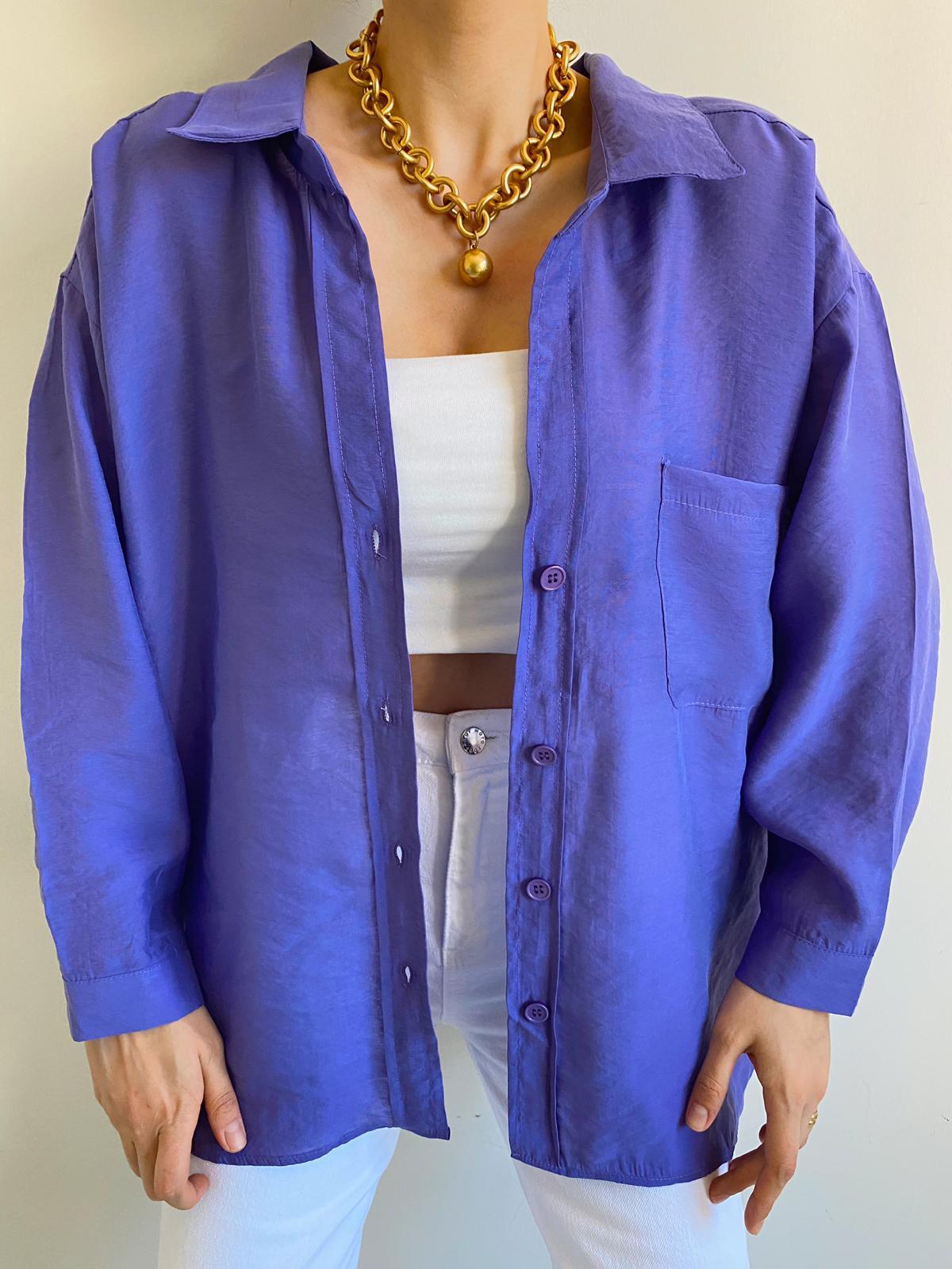 Mor Omzu Düşük Alice Gömlek