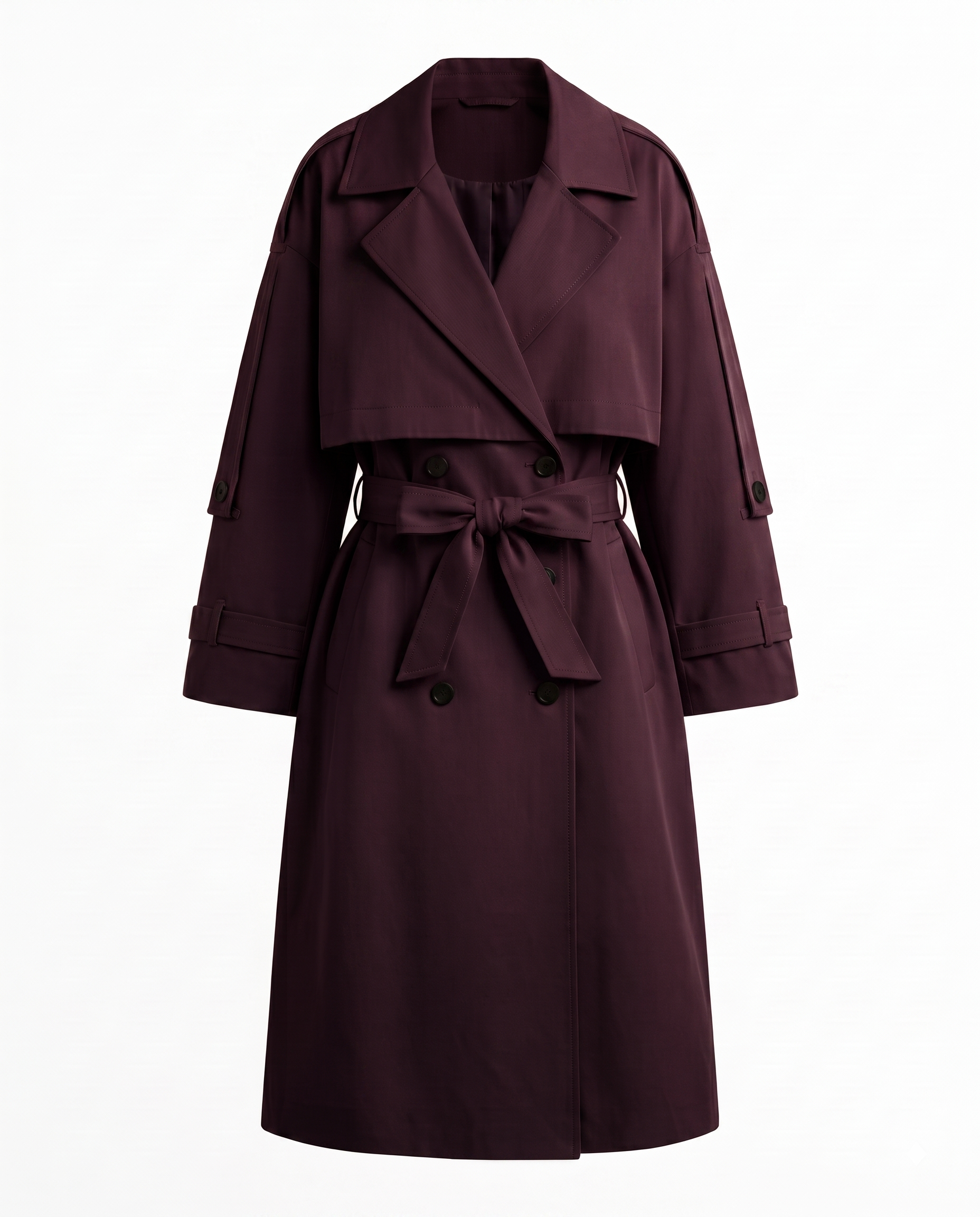 Mürdüm Oversize Astarlı Yumuşacık Aren Trenç
