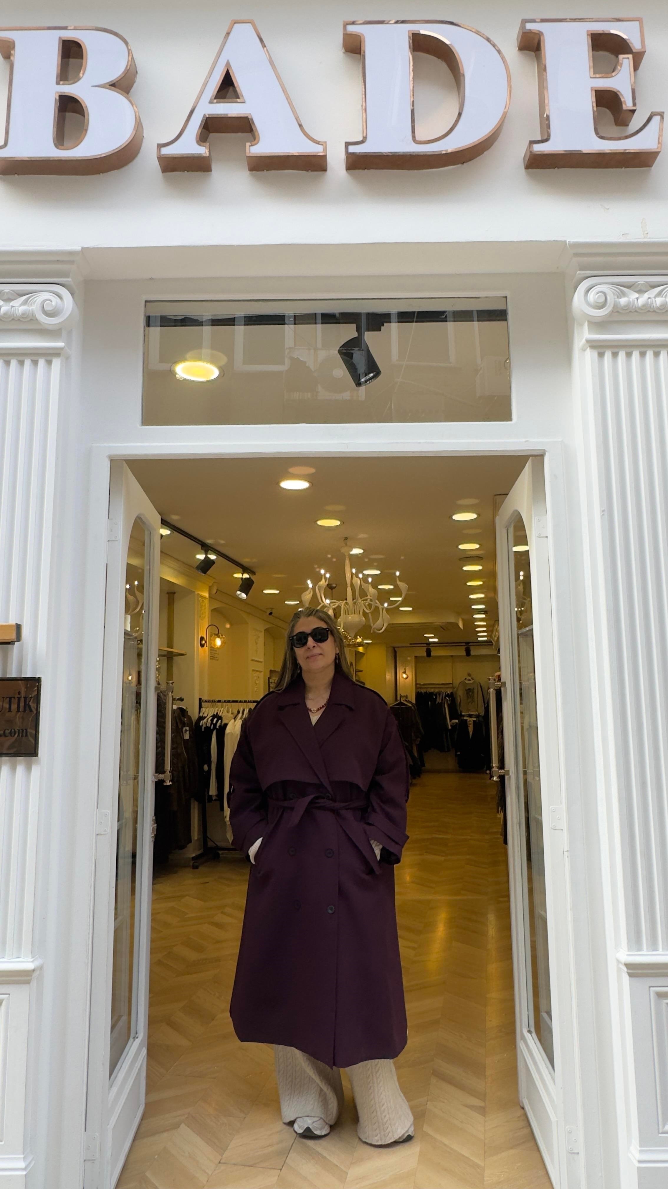 Mürdüm Oversize Astarlı Yumuşacık Aren Trenç