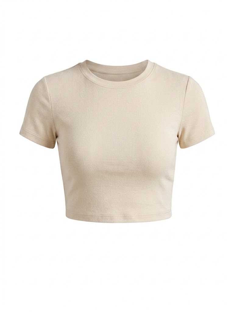 Nude Likralı Esnek Leo Crop Tişört