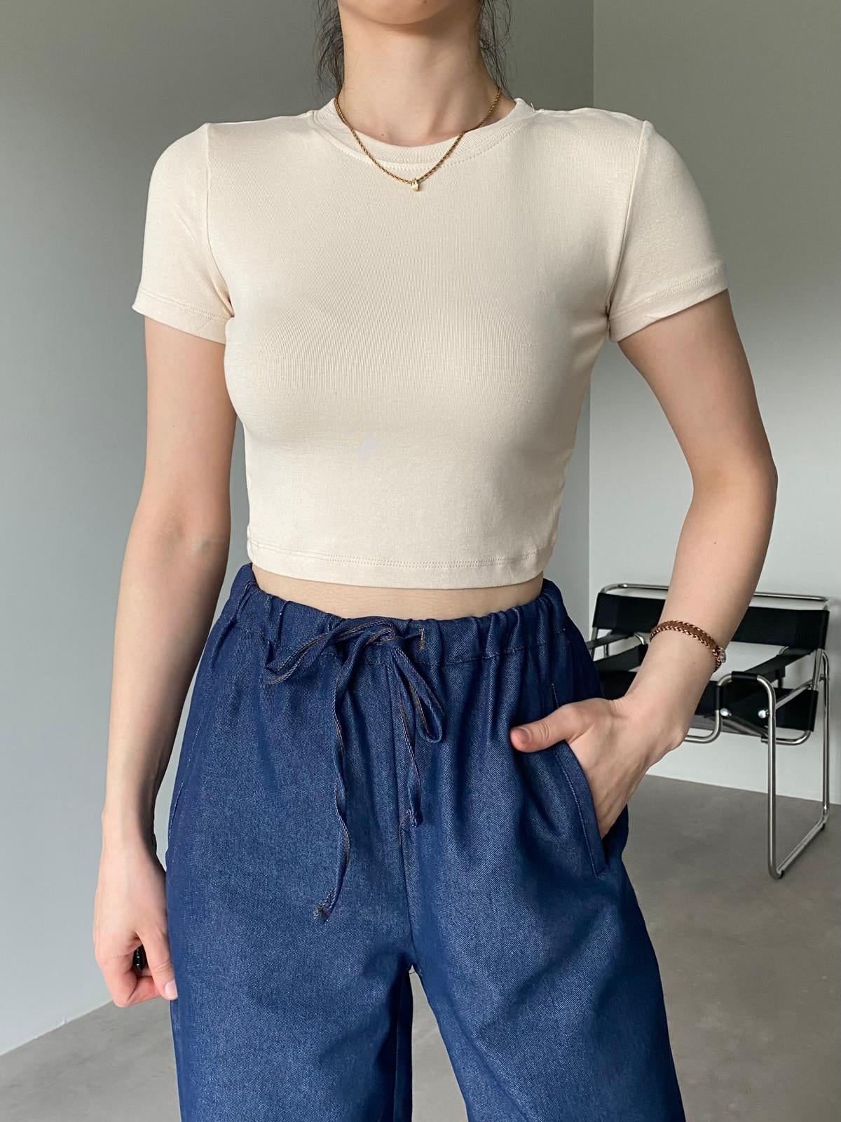 Nude Likralı Esnek Leo Crop Tişört