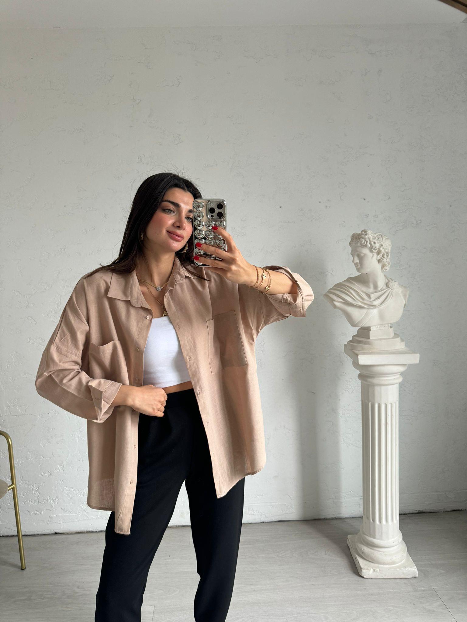 Nude Oversize Lena Keten Gömlek 