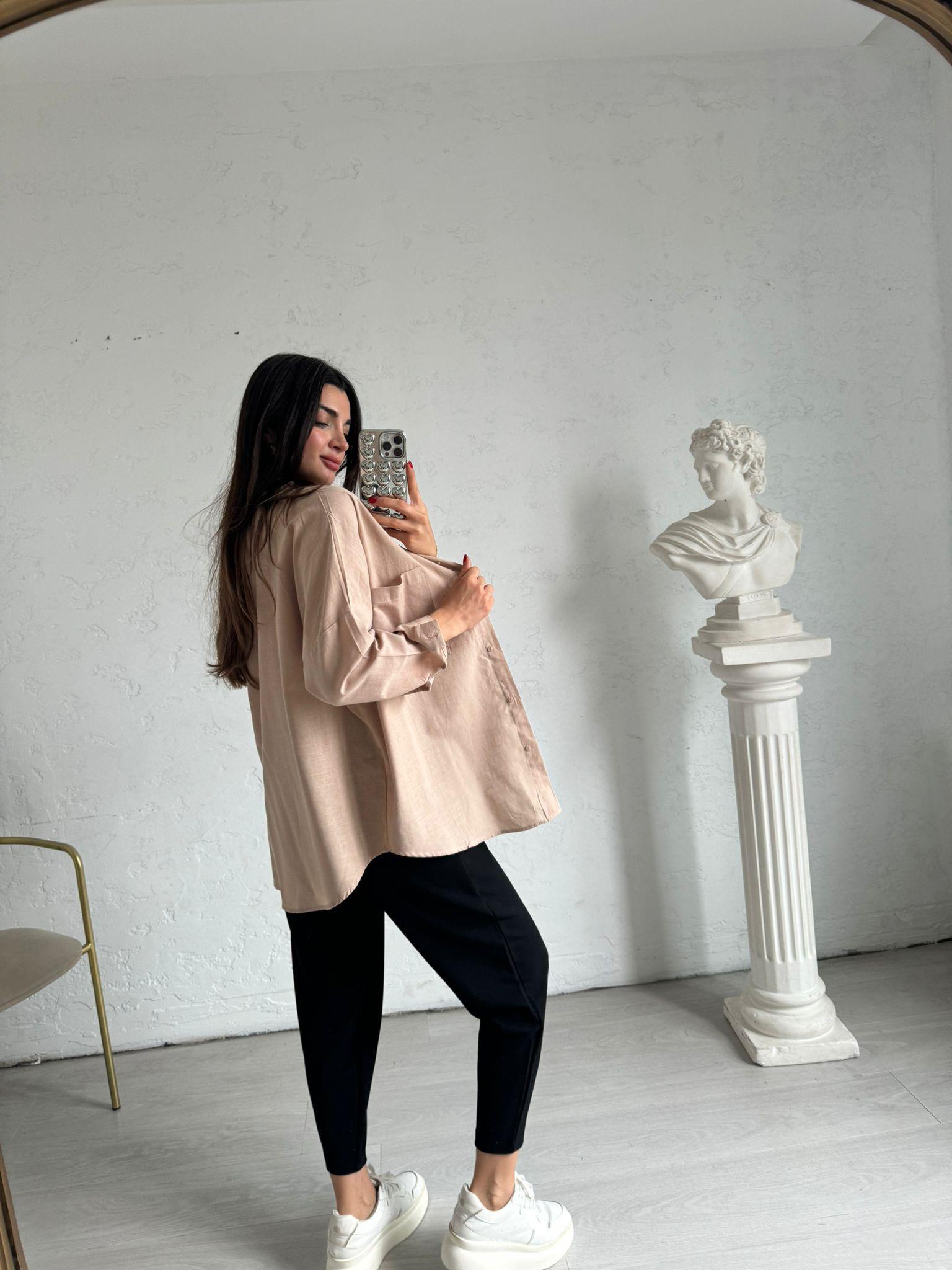 Nude Oversize Lena Keten Gömlek 