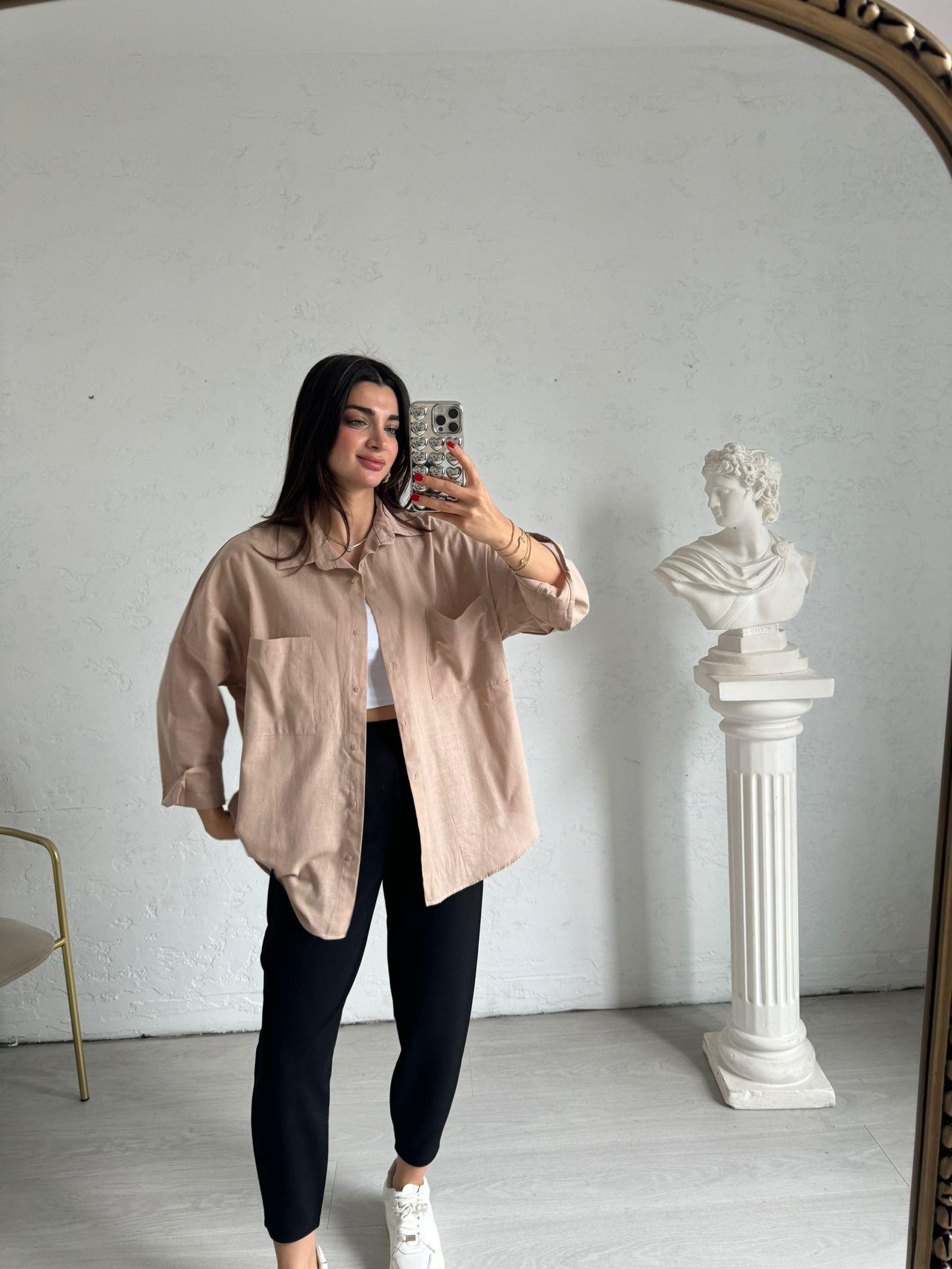 Nude Oversize Lena Keten Gömlek 