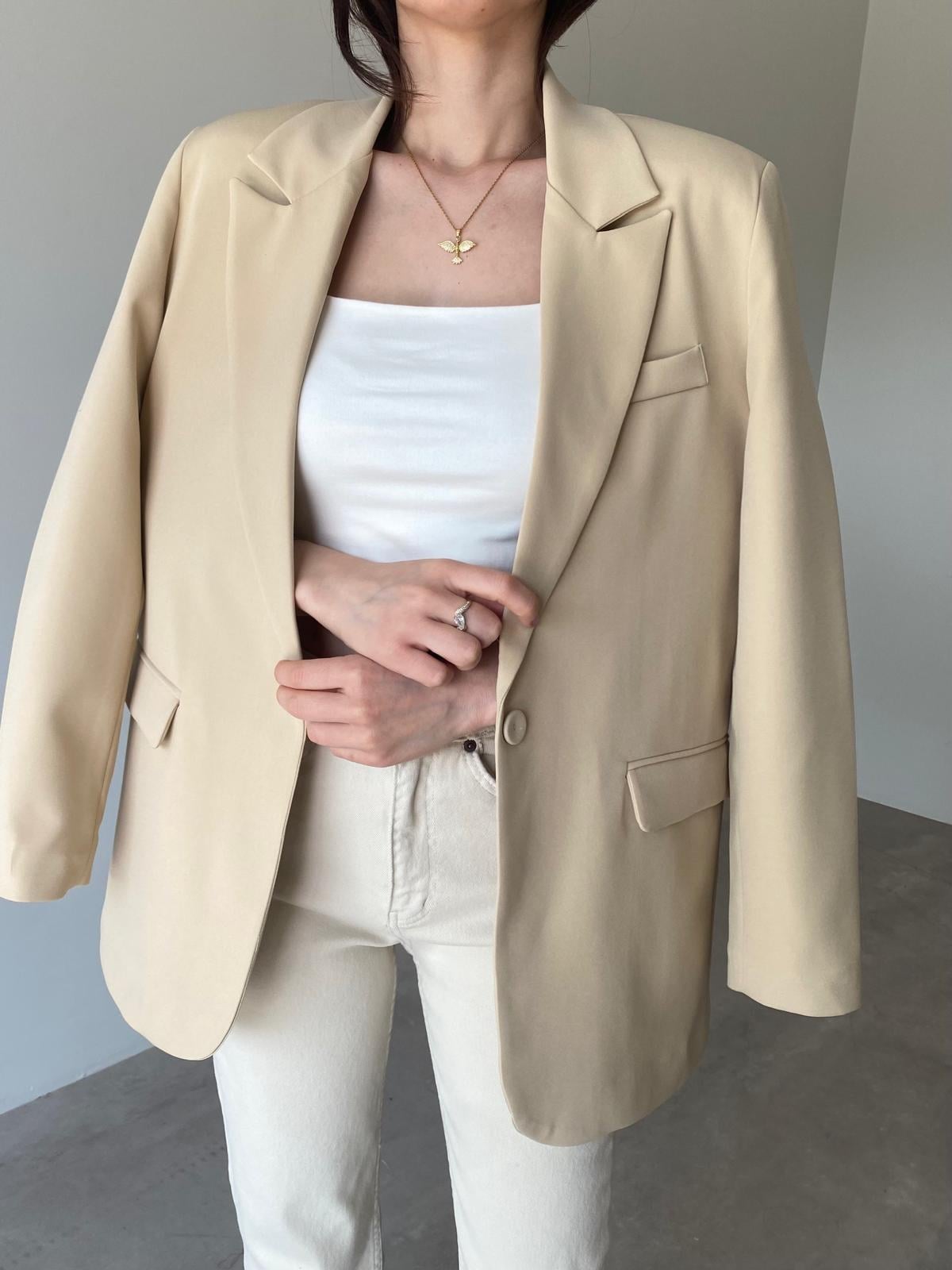 Nude Tek Düğmeli Blazer Ceket