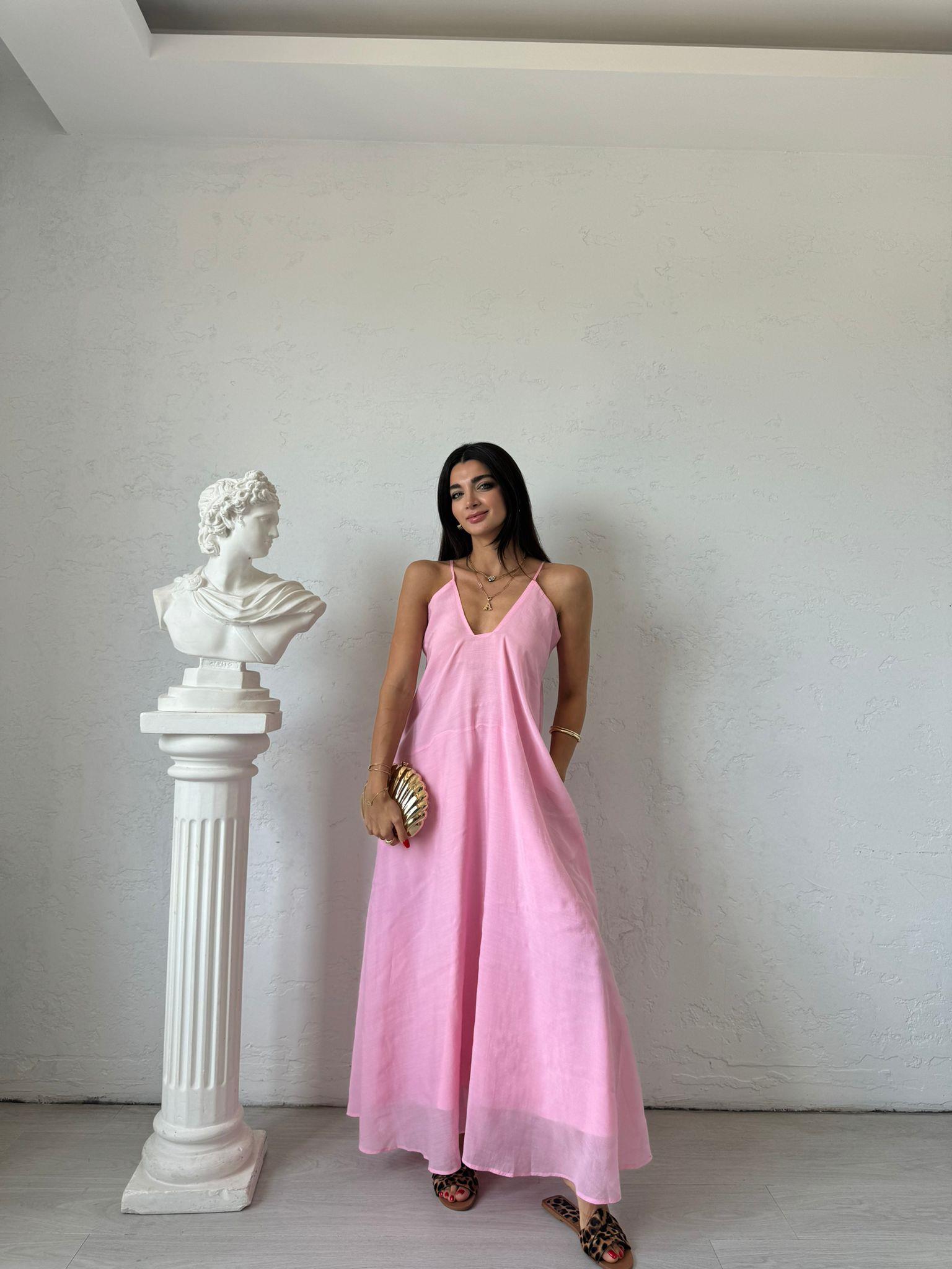 Pembe Askılı Salaş Elbise