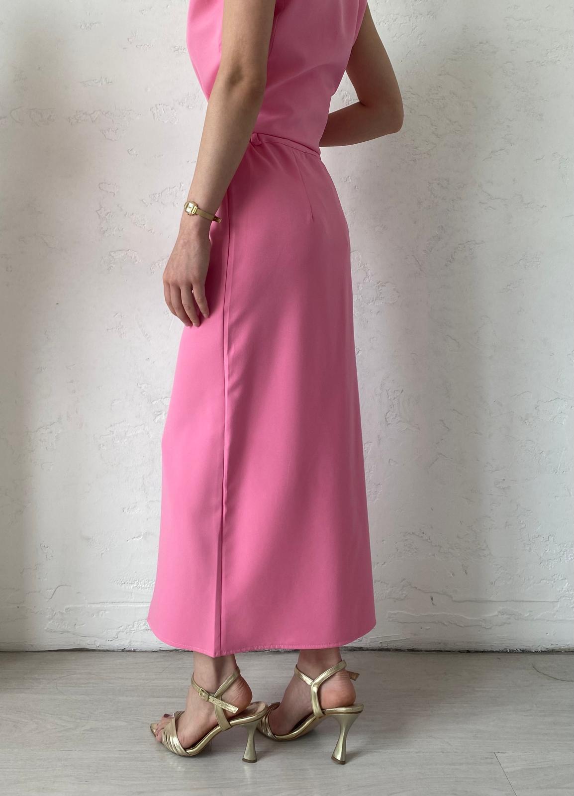 Pembe Basic Yırtmaçlı Etek