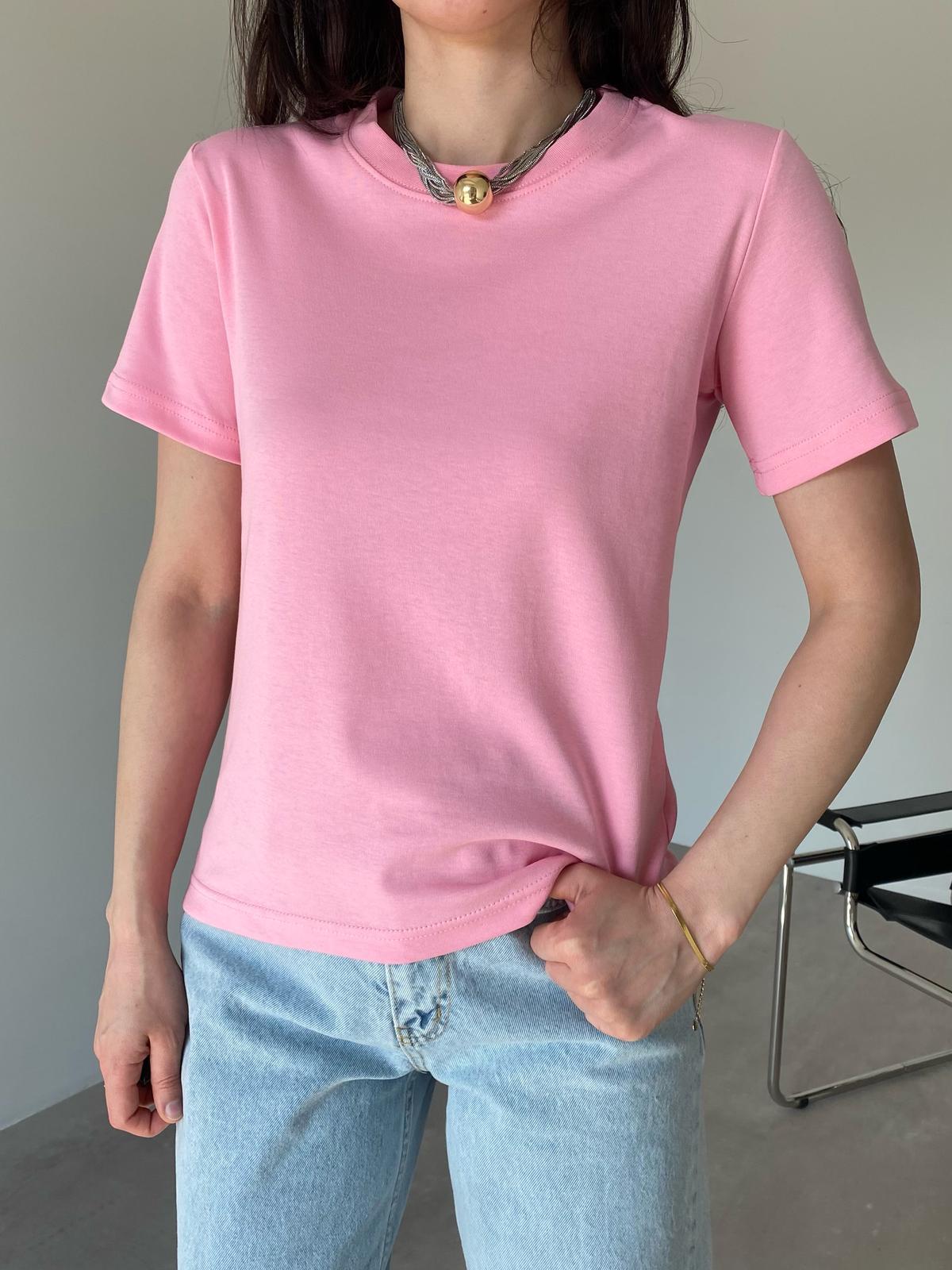 Pembe Bisiklet Yaka Basic Holly Tişört