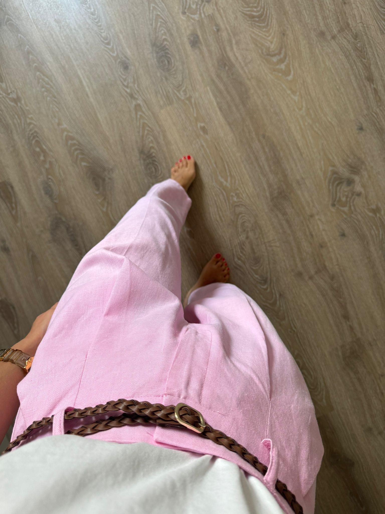 Pembe Carla Keten Pantolon