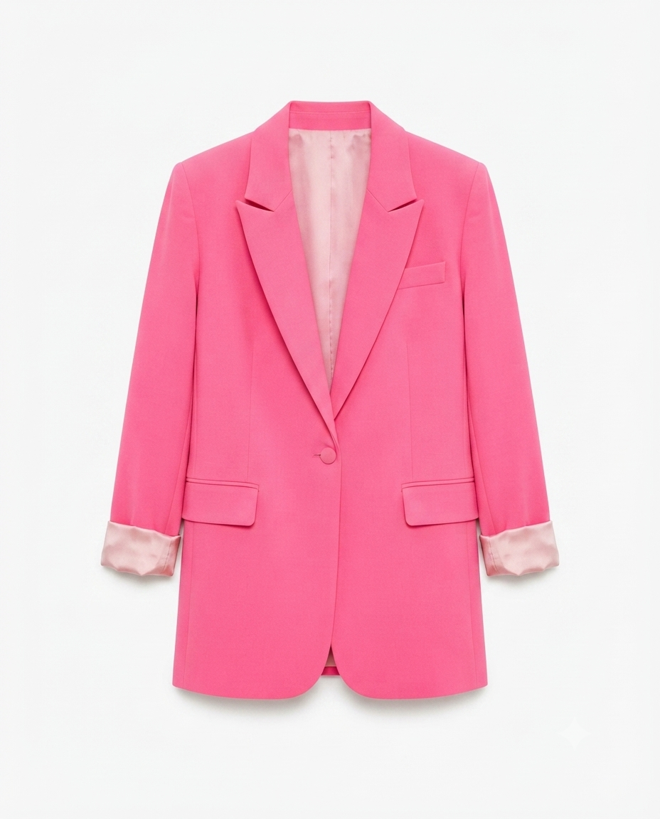 Pembe Cep Detaylı Blazer Ceket