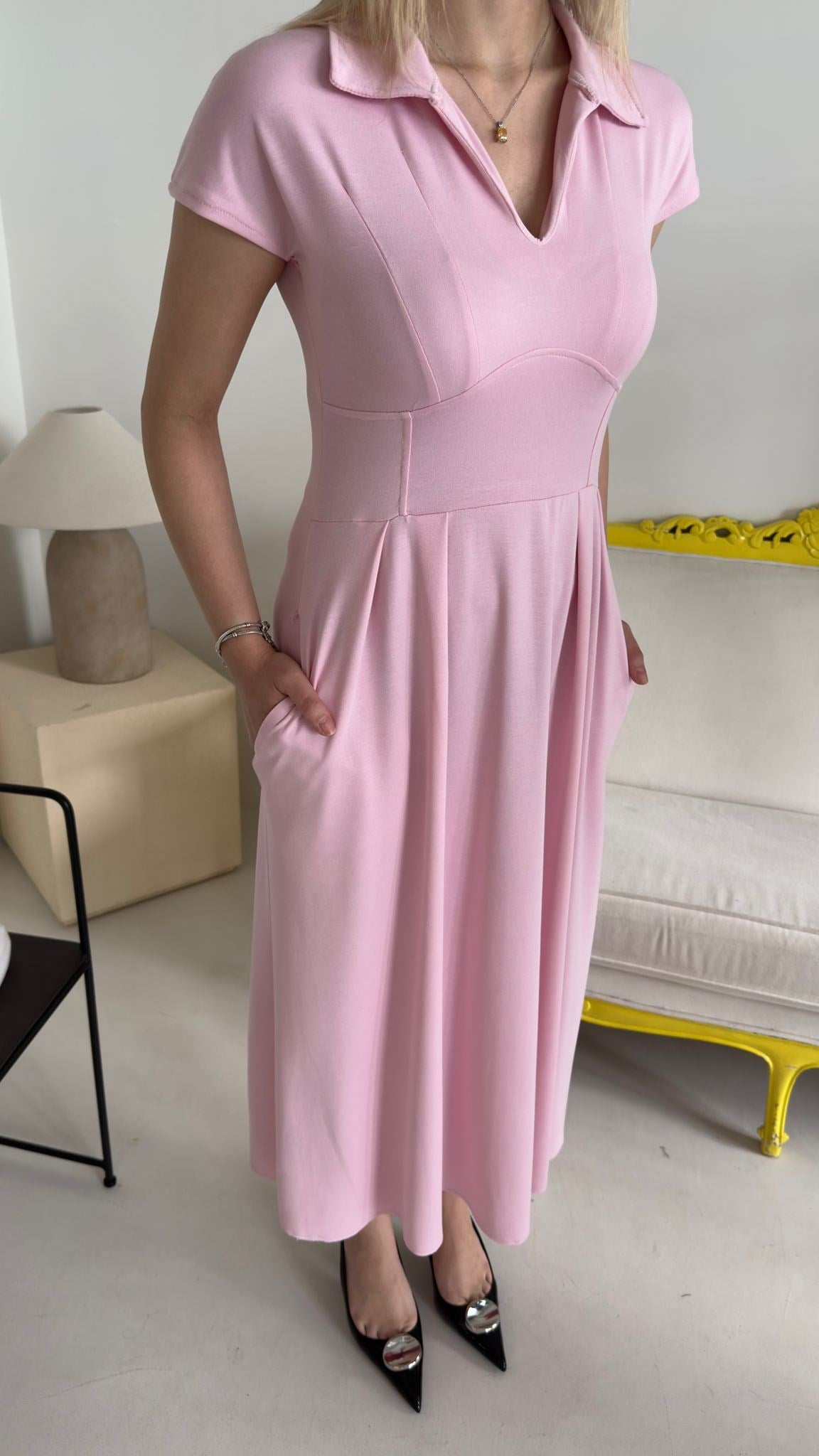 Pembe Cepli Modal Elbise