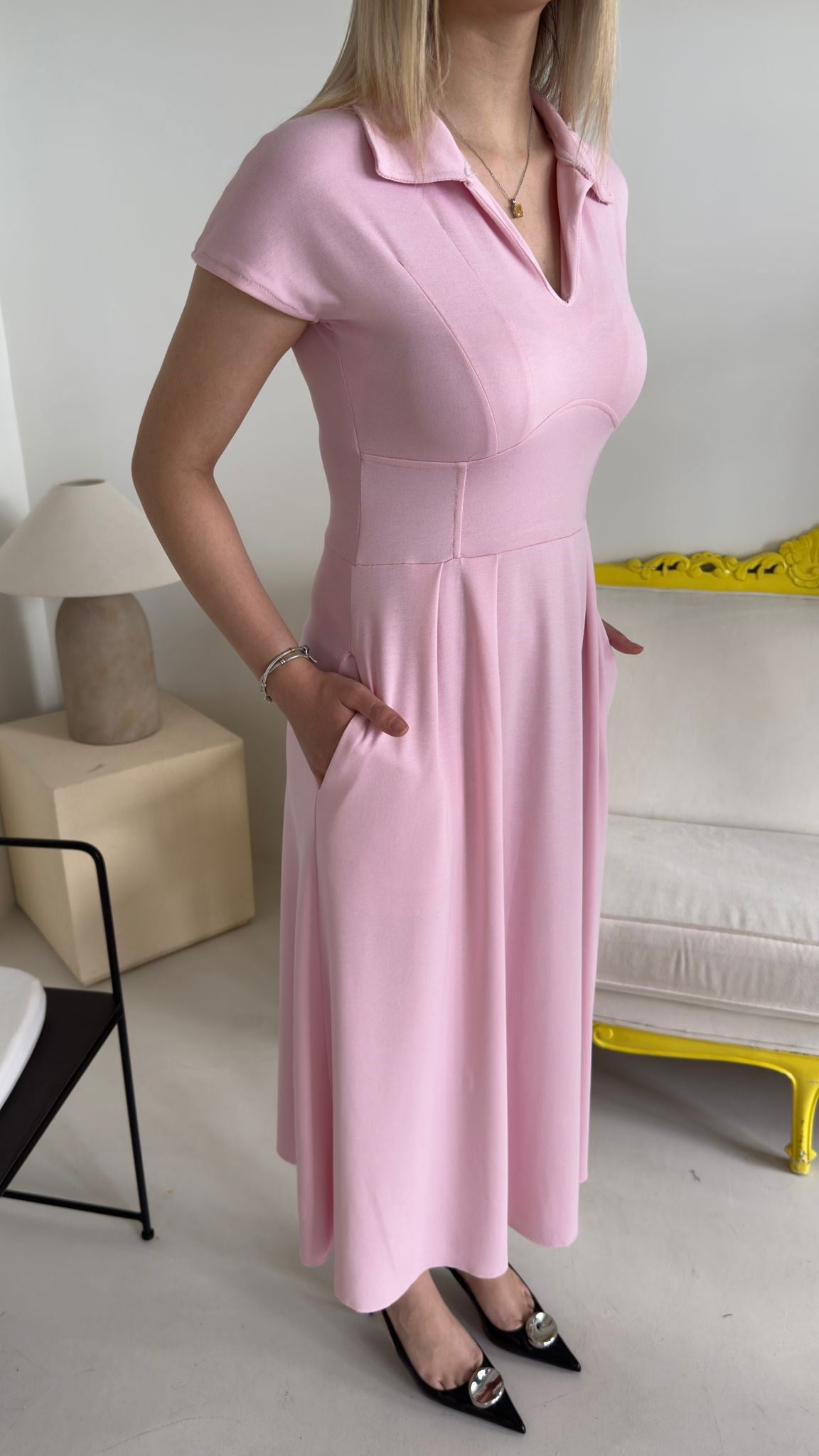 Pembe Cepli Modal Elbise