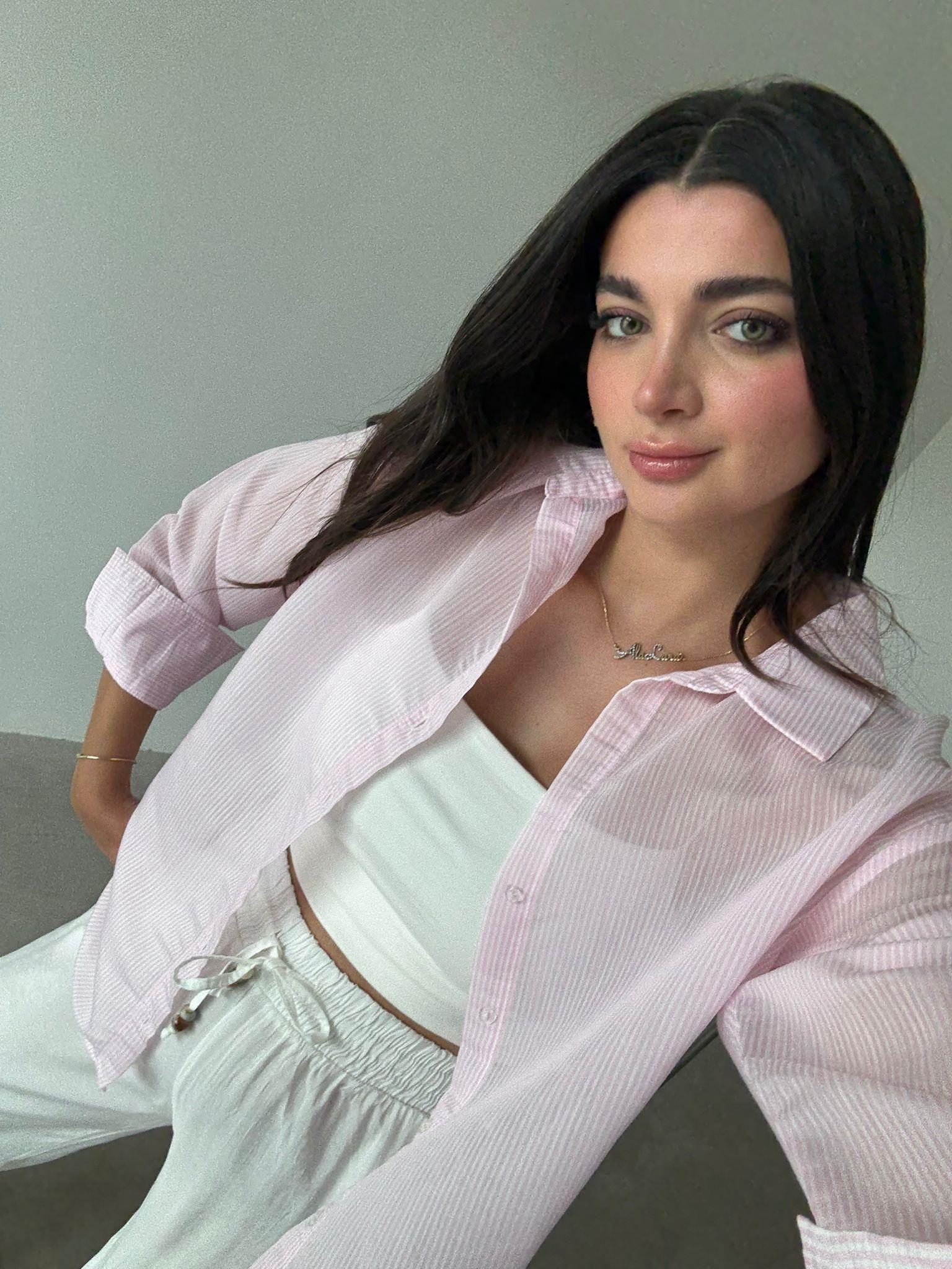 Pembe Çizgili Candy Gömlek