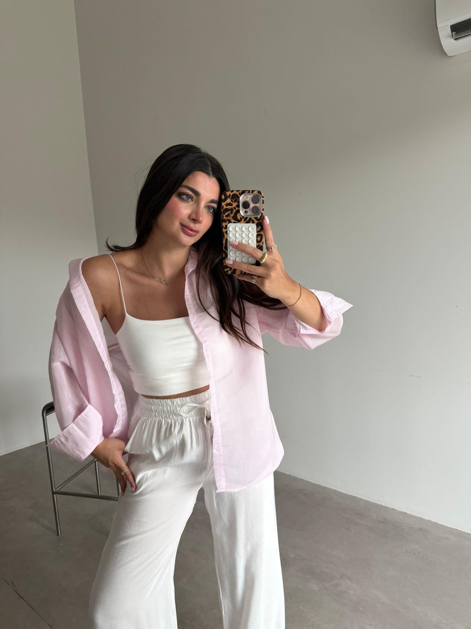 Pembe Çizgili Candy Gömlek